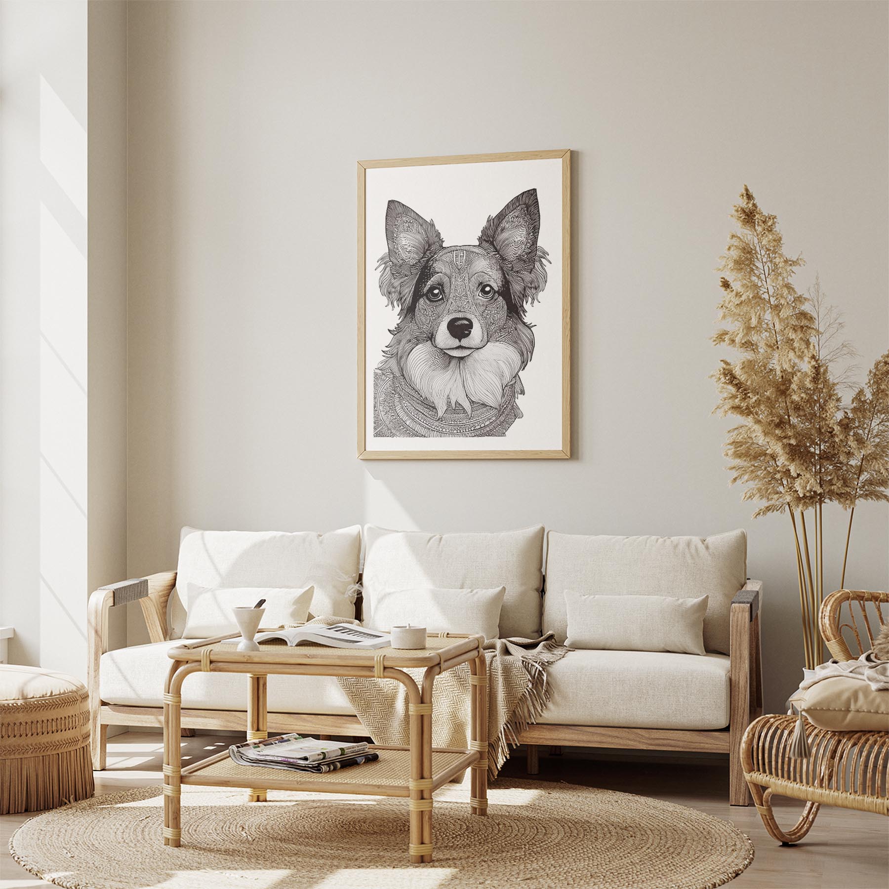 Papillon Mandala Black and White Dog Series image 2