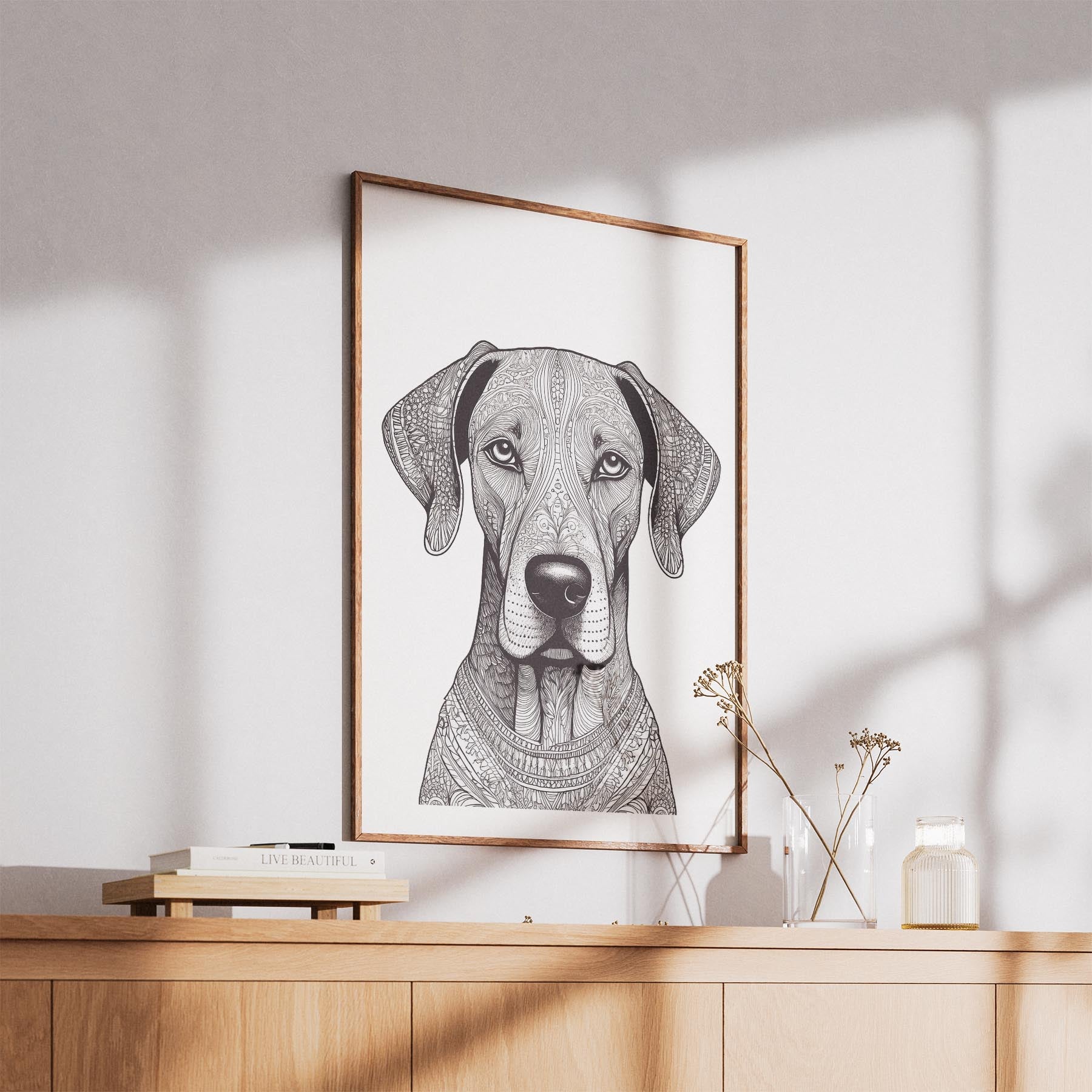 Great Dane Mandala Black and White Dog Series image 5