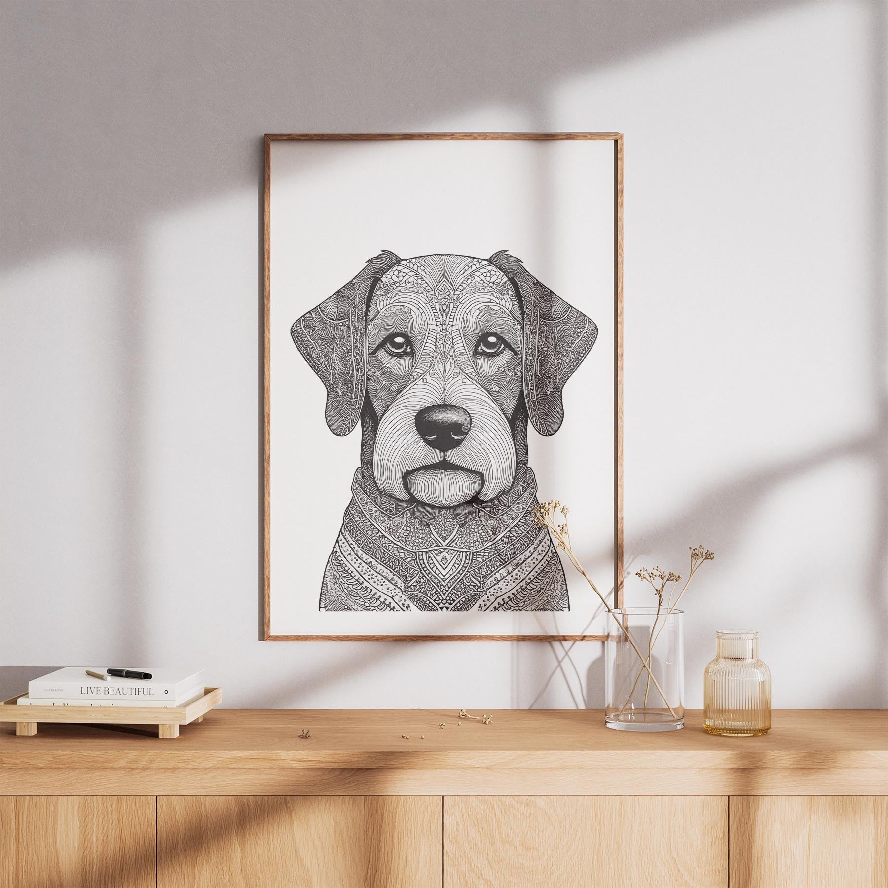 Australian Silky Terrier Mandala Black and White Dog Series image 8