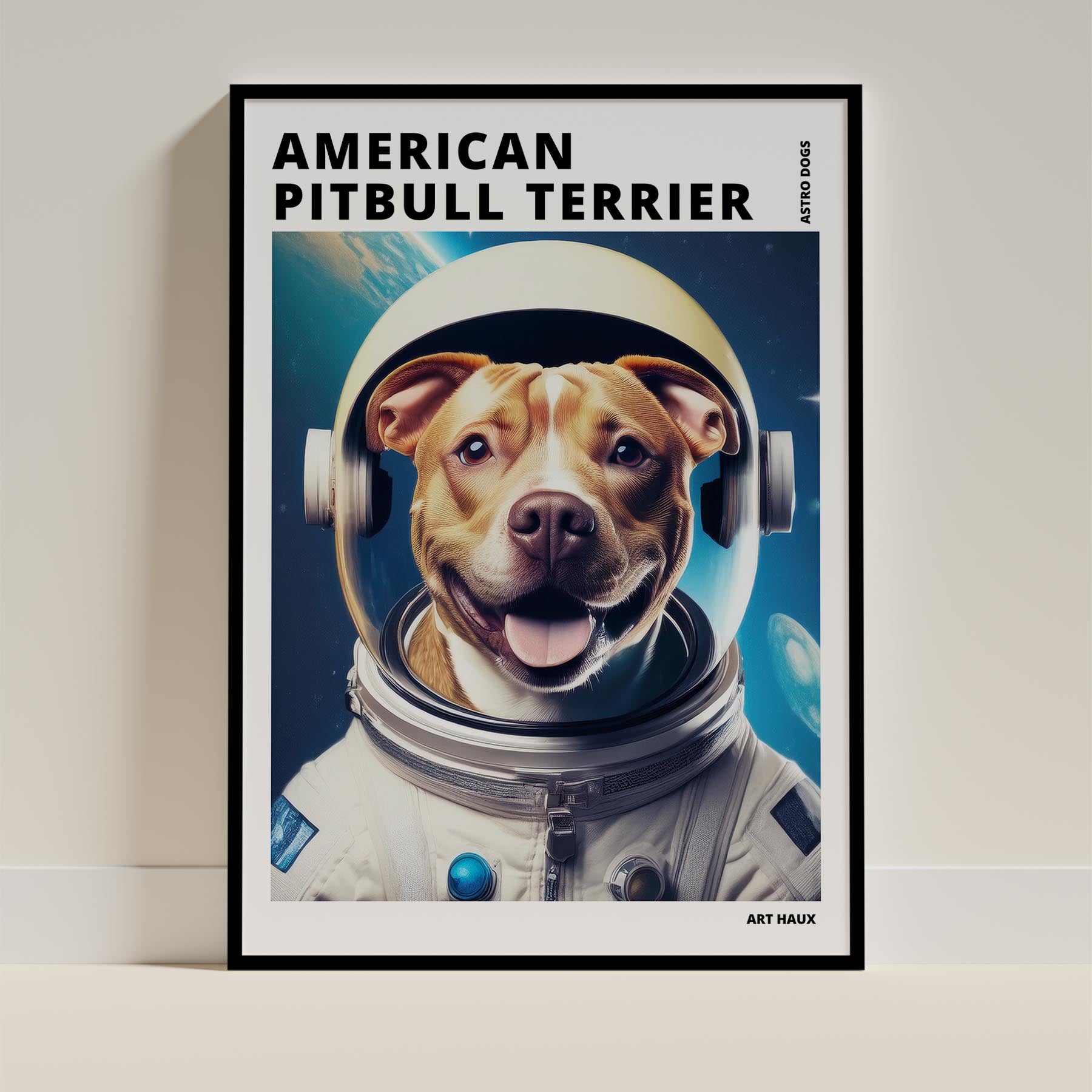American Pitbull Terrier Astronaut Dog Series with Text Astro Dog image 0