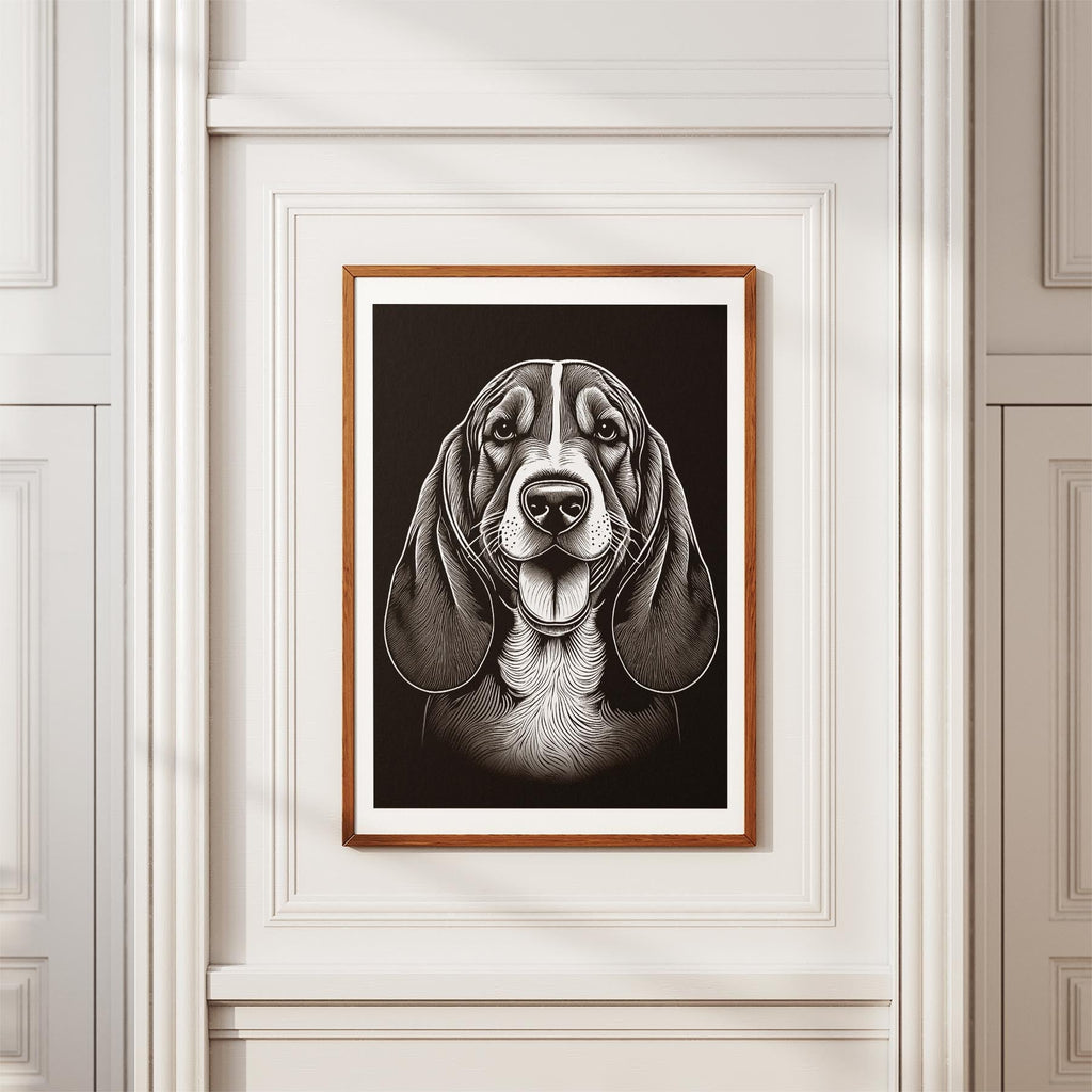 Basset Hound Line Dog Series in Black and White image 3