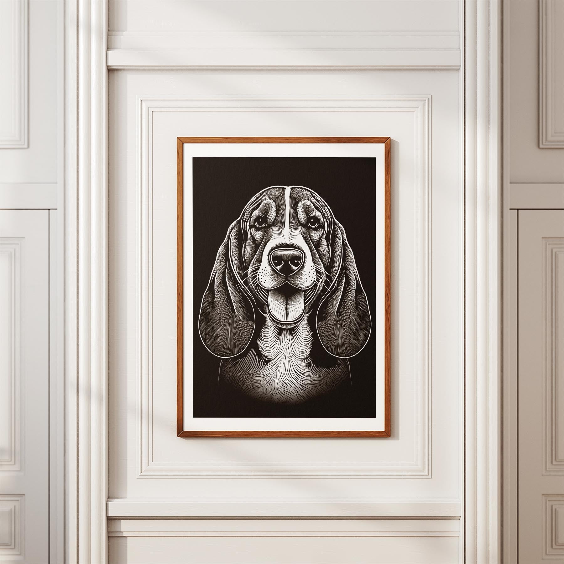 Basset Hound Line Dog Series in Black and White image 3