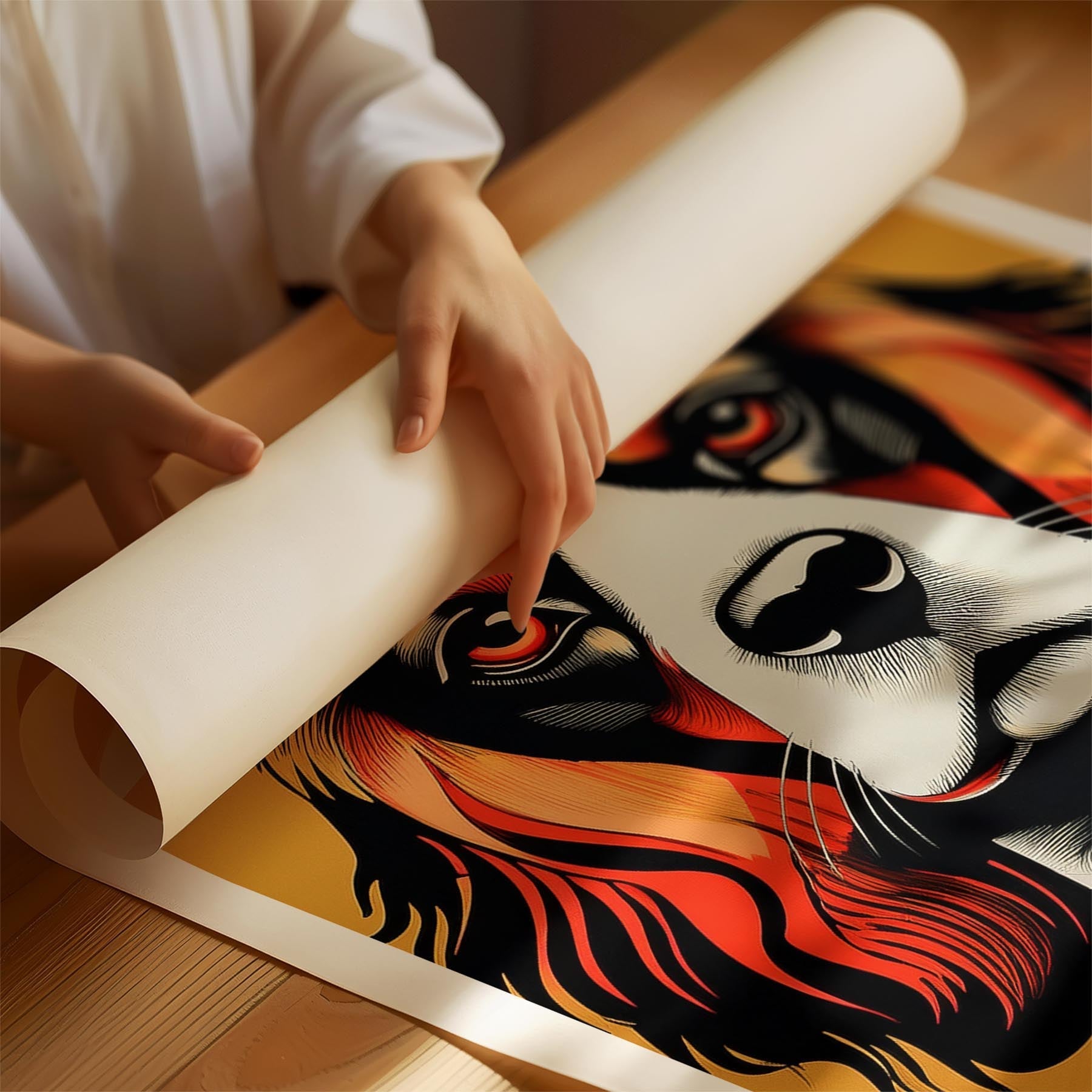 Cavalier Spaniel Geometric Orange Series image 1