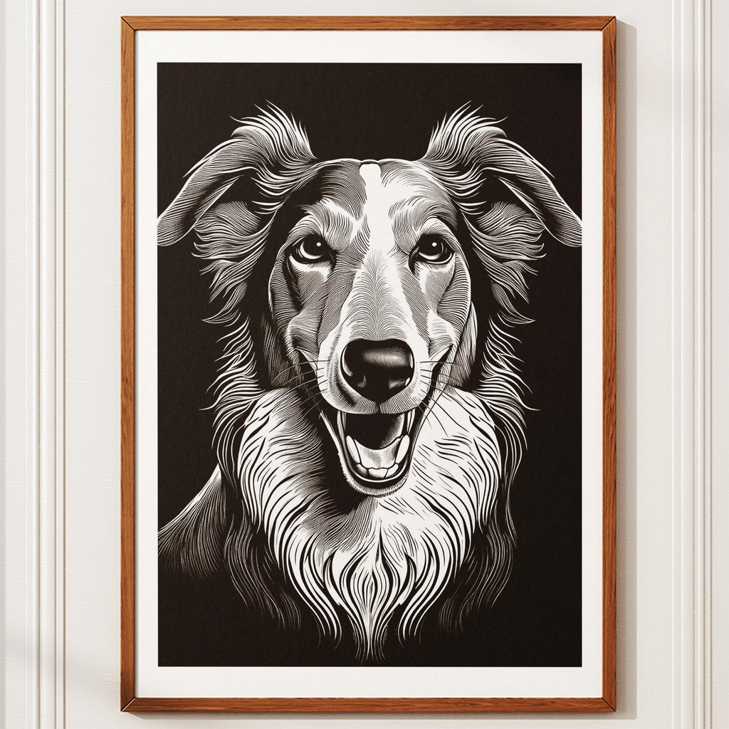 Borzoi Line Dog Series in Black and White image 10
