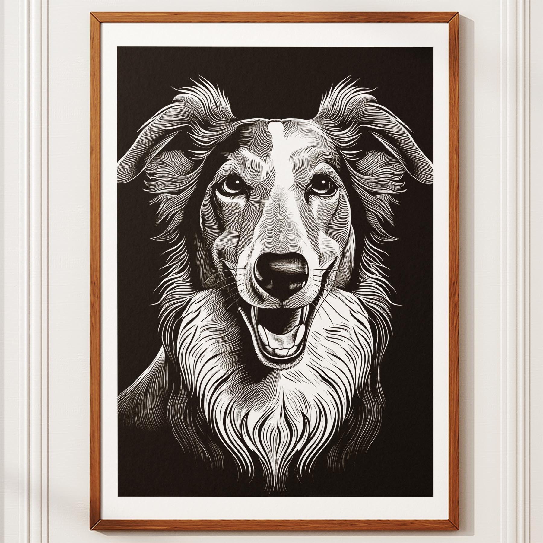 Borzoi Line Dog Series in Black and White image 10