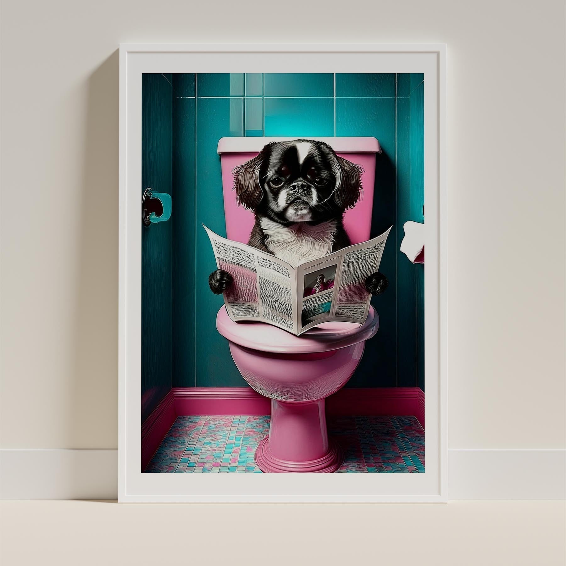 Pekingese Toilet Dogs PInk and Turquise image 9