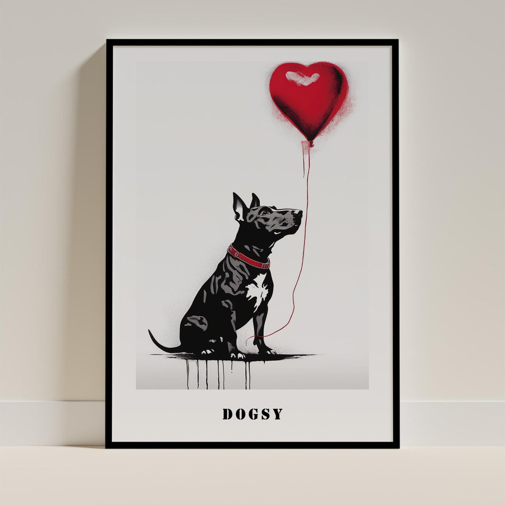 Bull Terrier DOGSY Series inspired by the Art of Banksy with text Dogsy image 0