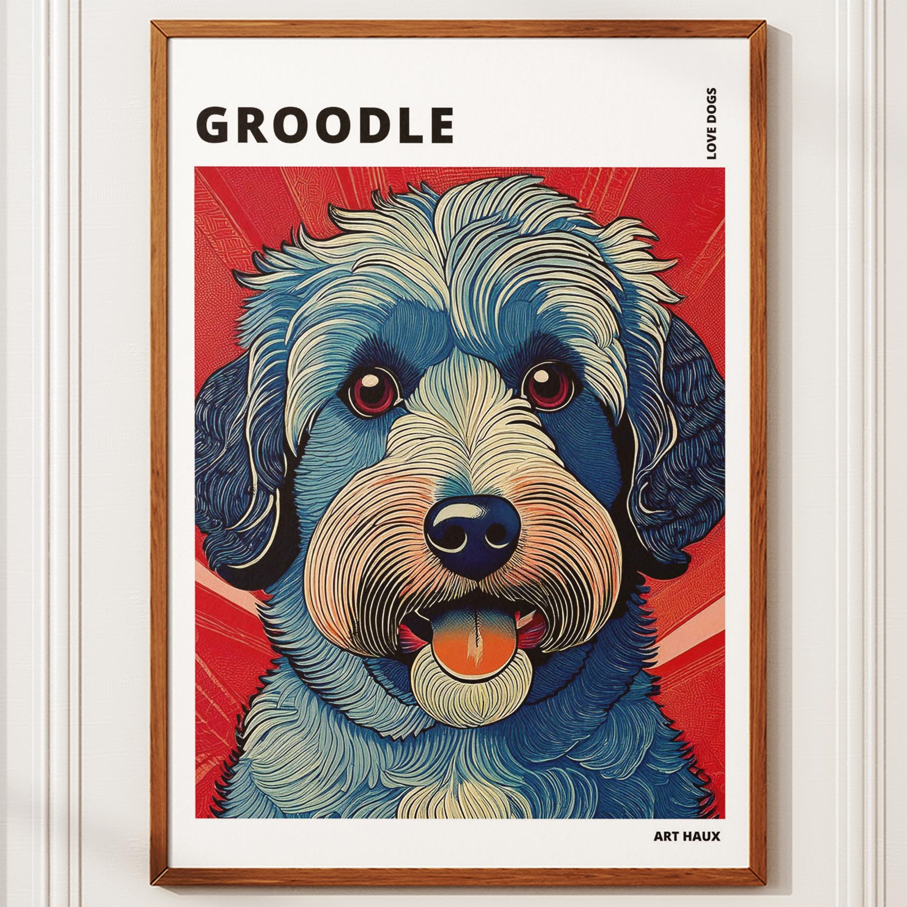 Groodle Hokusai Japanese Inspired Dog Series with Text image 9
