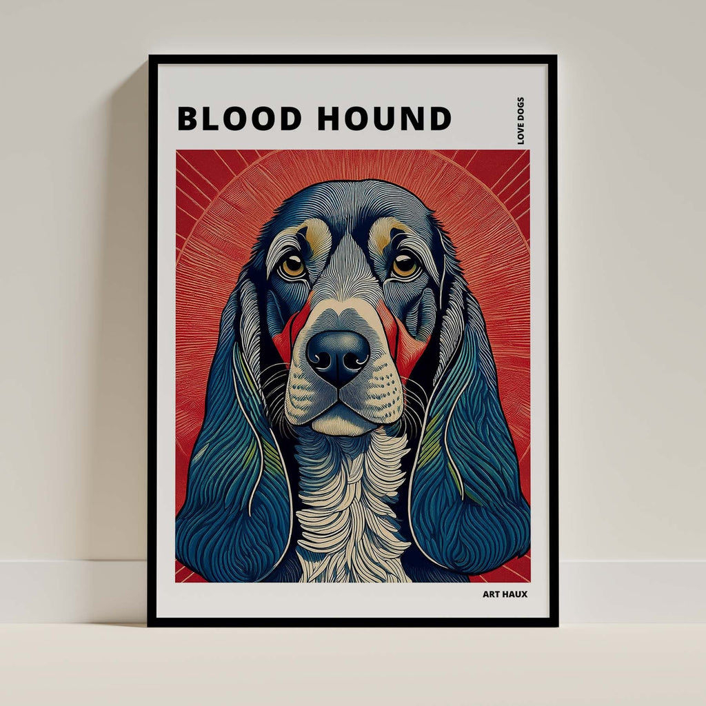 Bloodhound Hokusai Japanese Inspired Dog Series with Text image 0