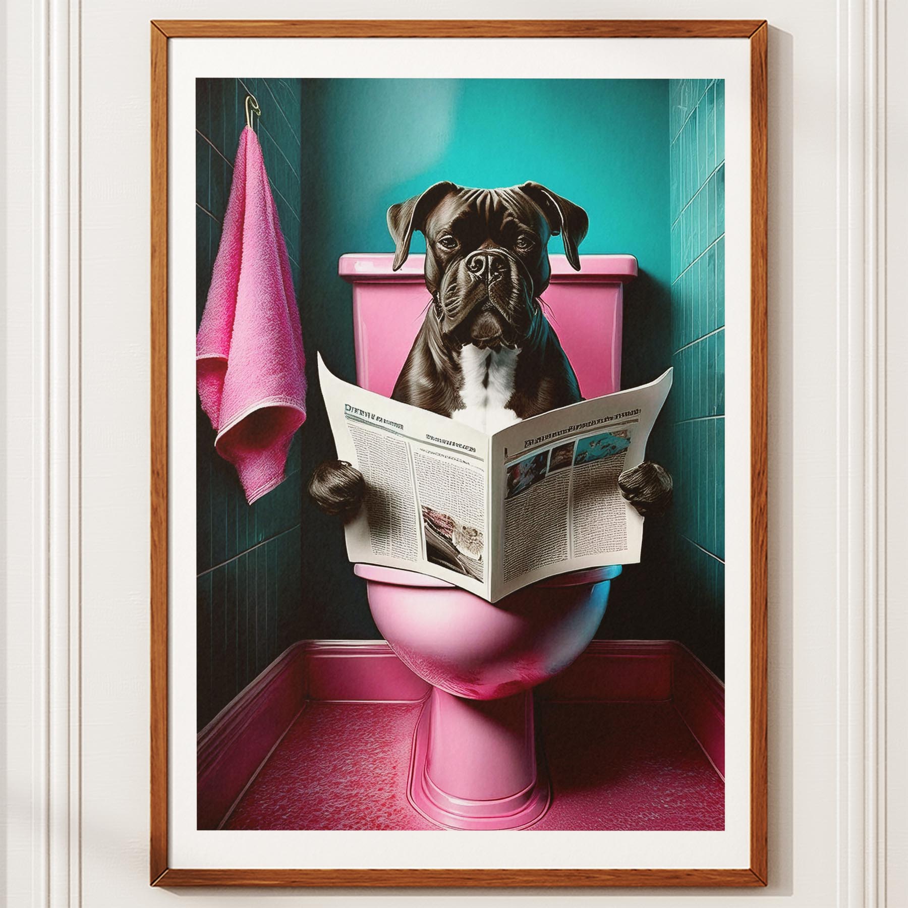 Boxer Toilet Dogs PInk and Turquise image 10