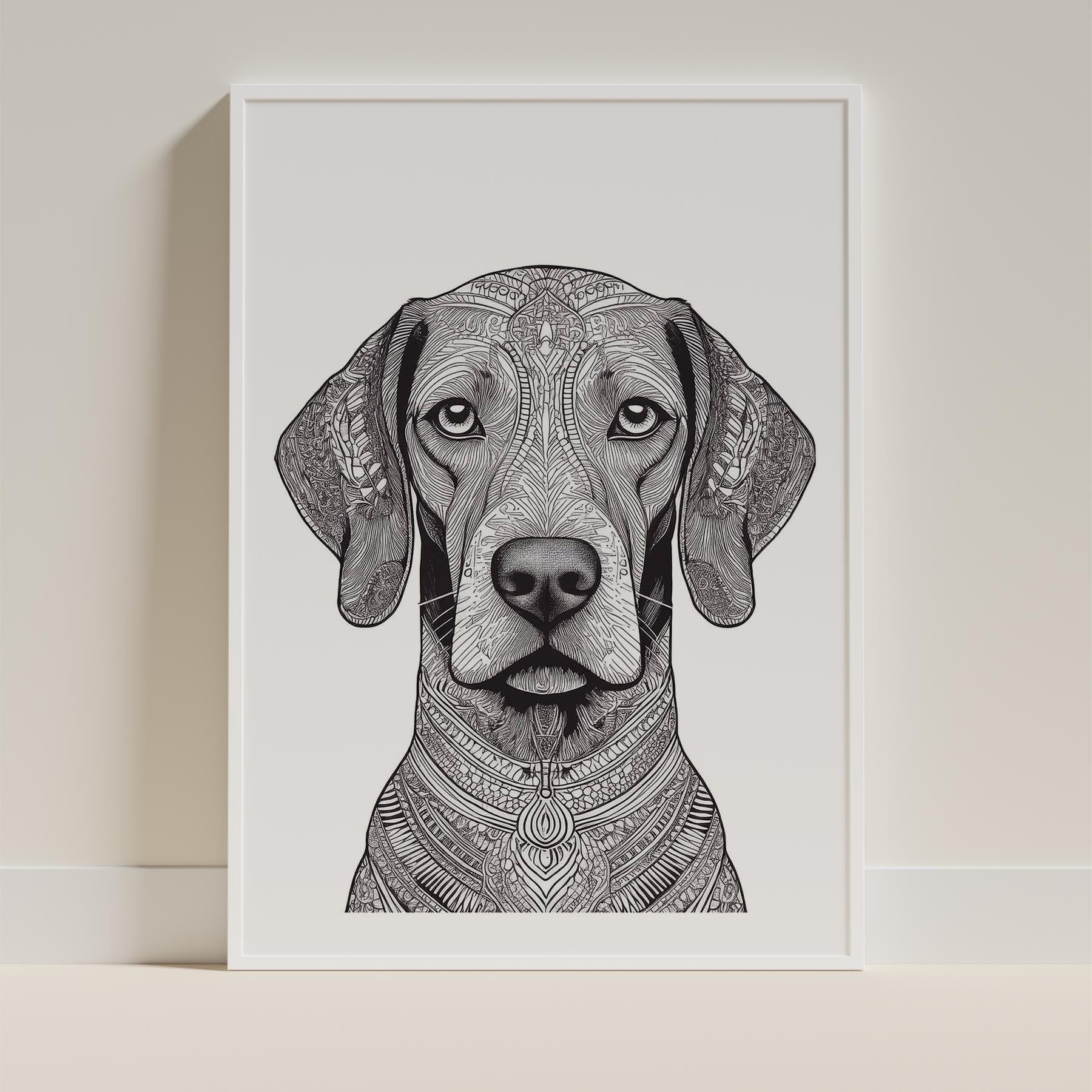 Hungarian Vizsla Mandala Black and White Dog Series image 9