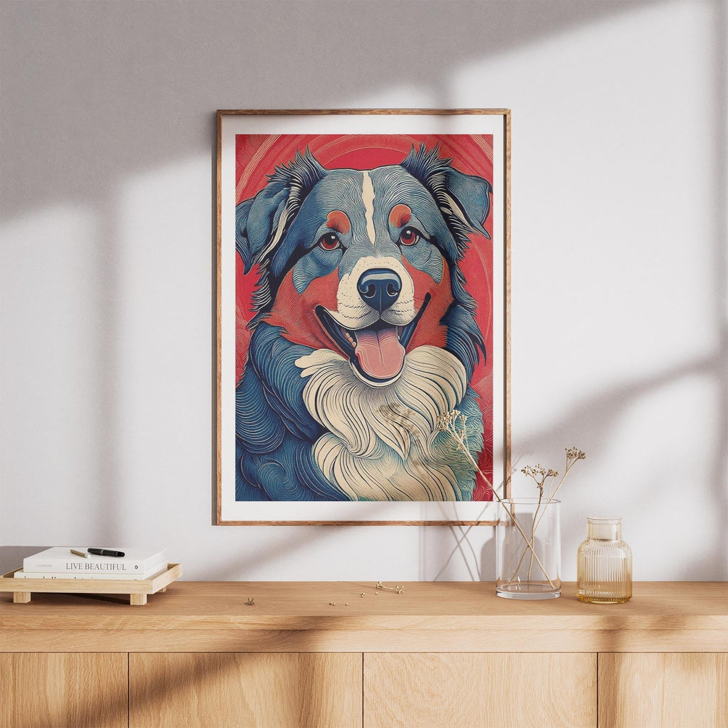 Australian Shepherd Hokusai Japanese Inspired Dog Series image 8