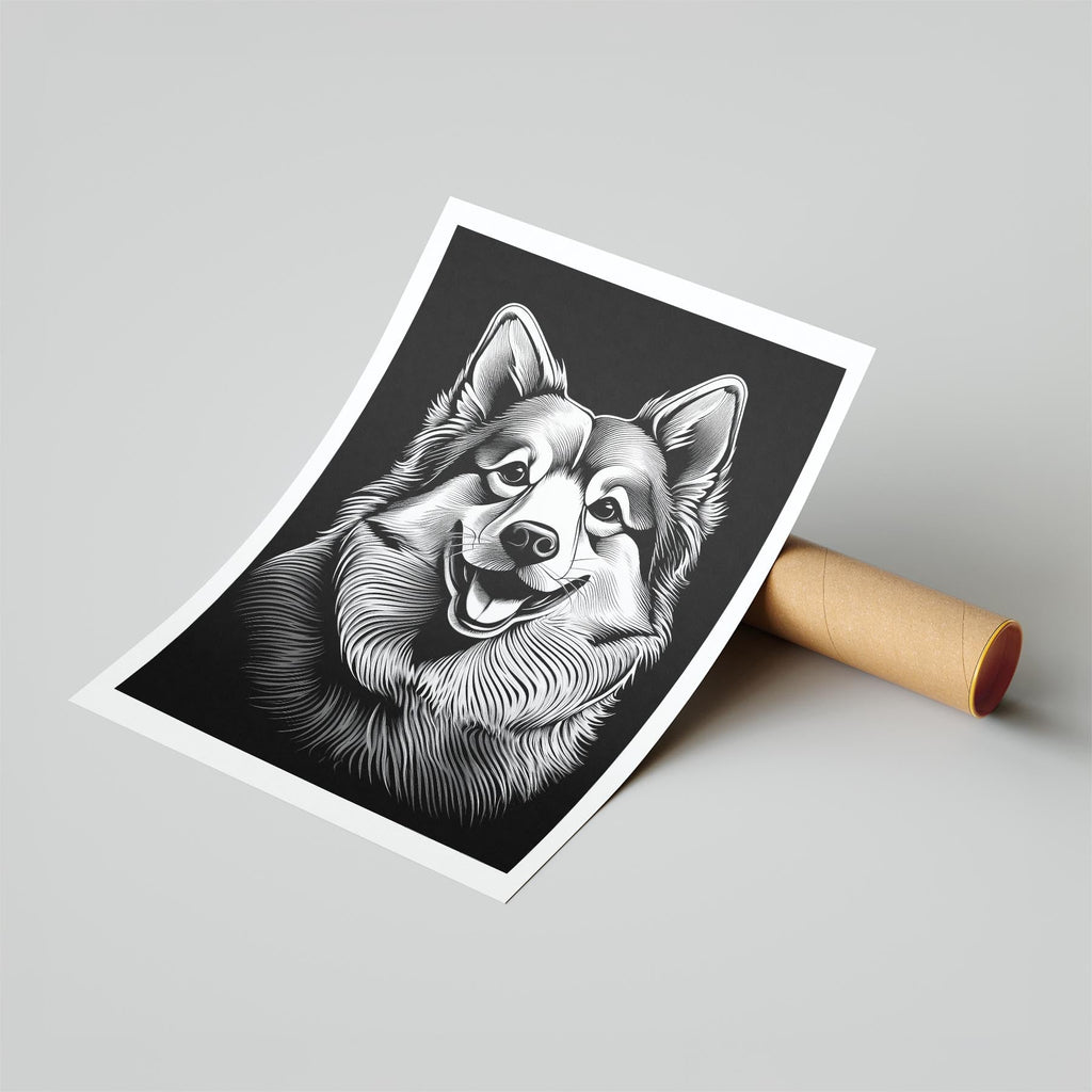 Finnish Lapphund Line Dog Series in Black and White image 6