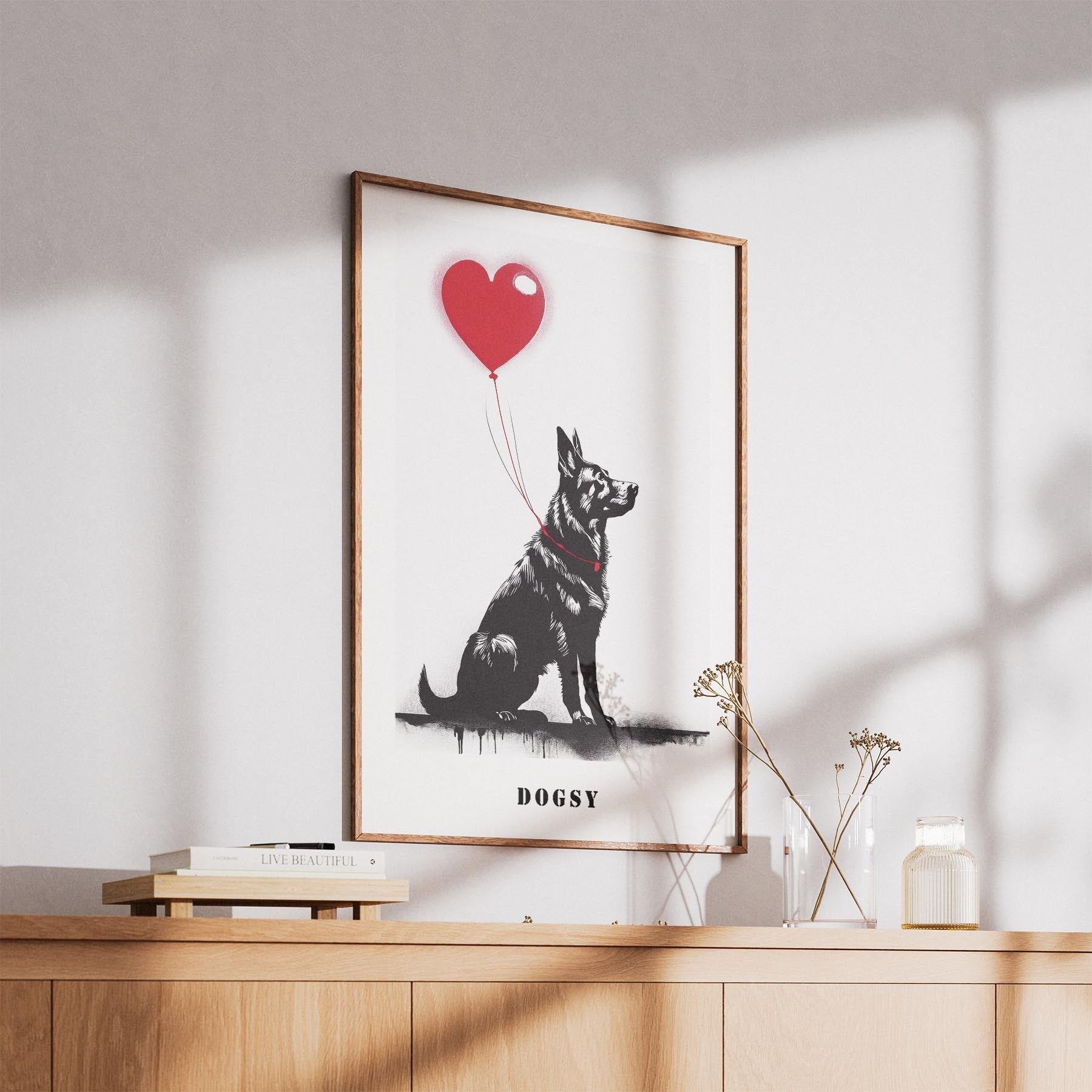 German Shepherd DOGSY Series inspired by the Art of Banksy with text Dogsy image 5