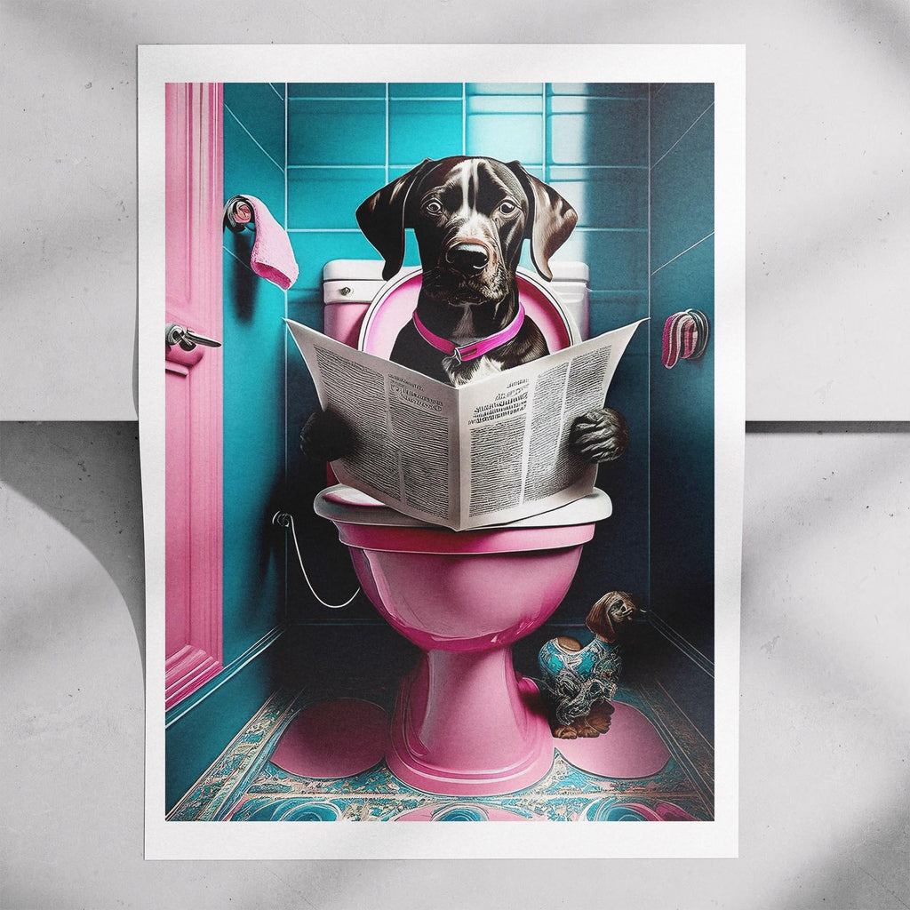 German Pointer Toilet Dogs PInk and Turquise image 7