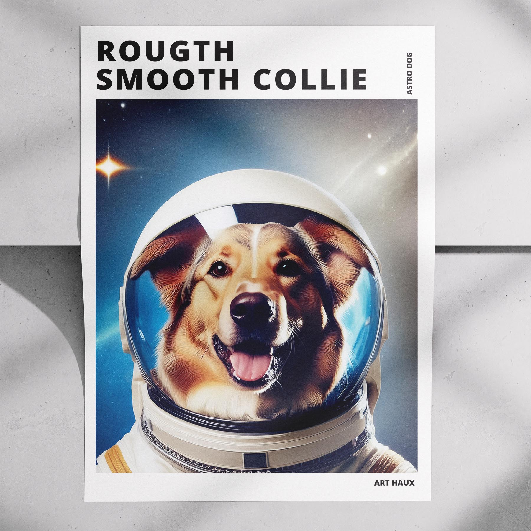 Rough Smooth Collie Astronaut Dog Series with Text Astro Dog image 7
