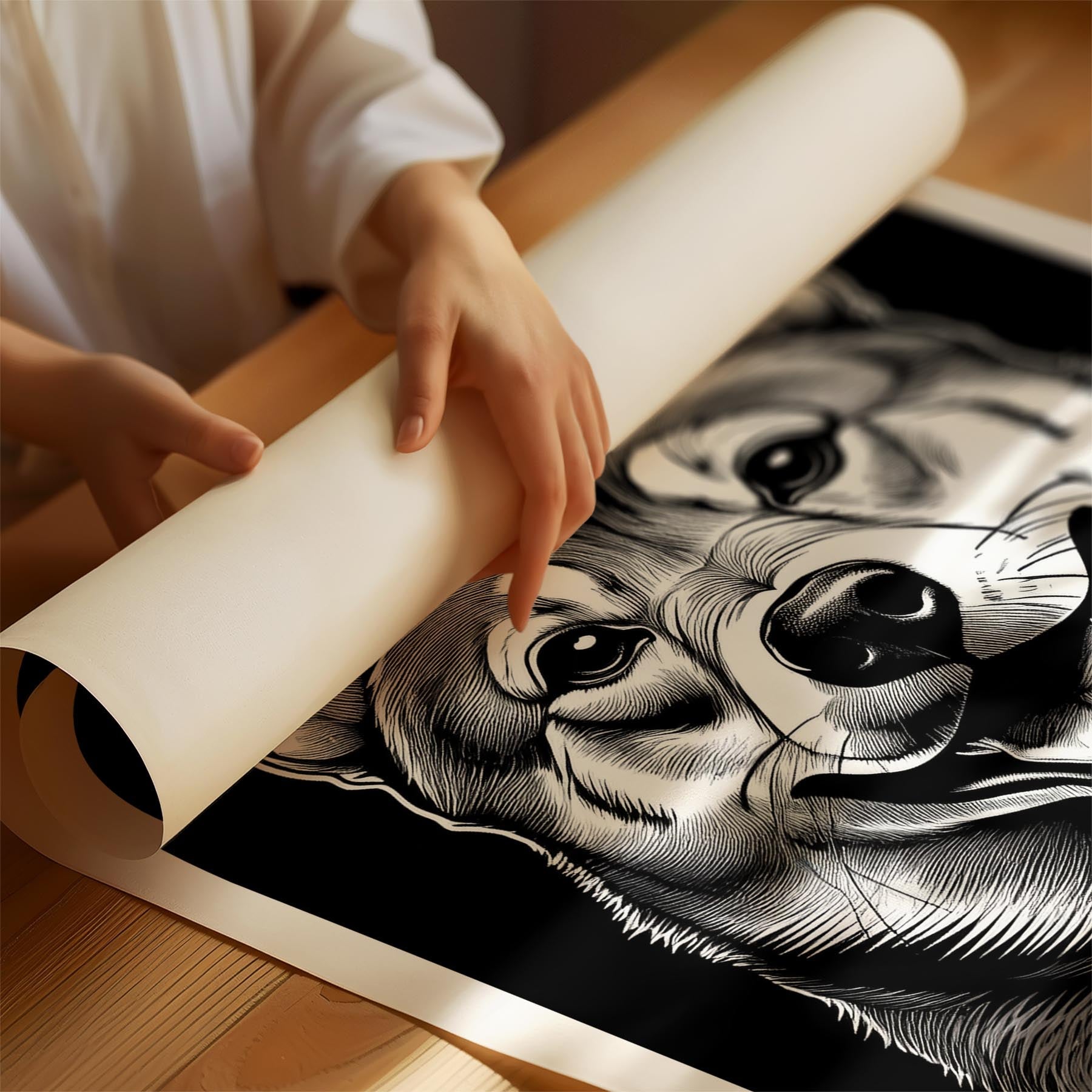 Shiba Line Dog Series in Black and White image 1