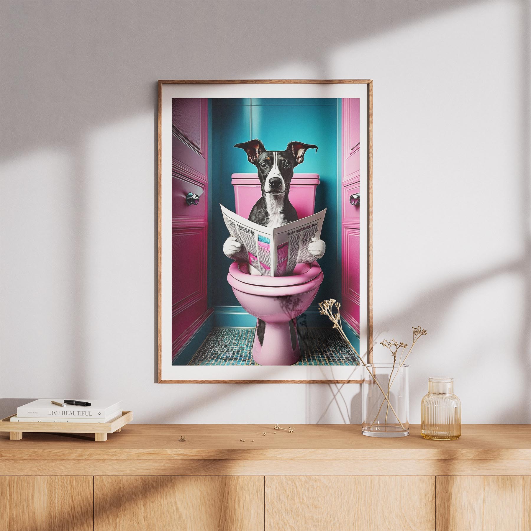 Whippet Toilet Dogs PInk and Turquise image 8