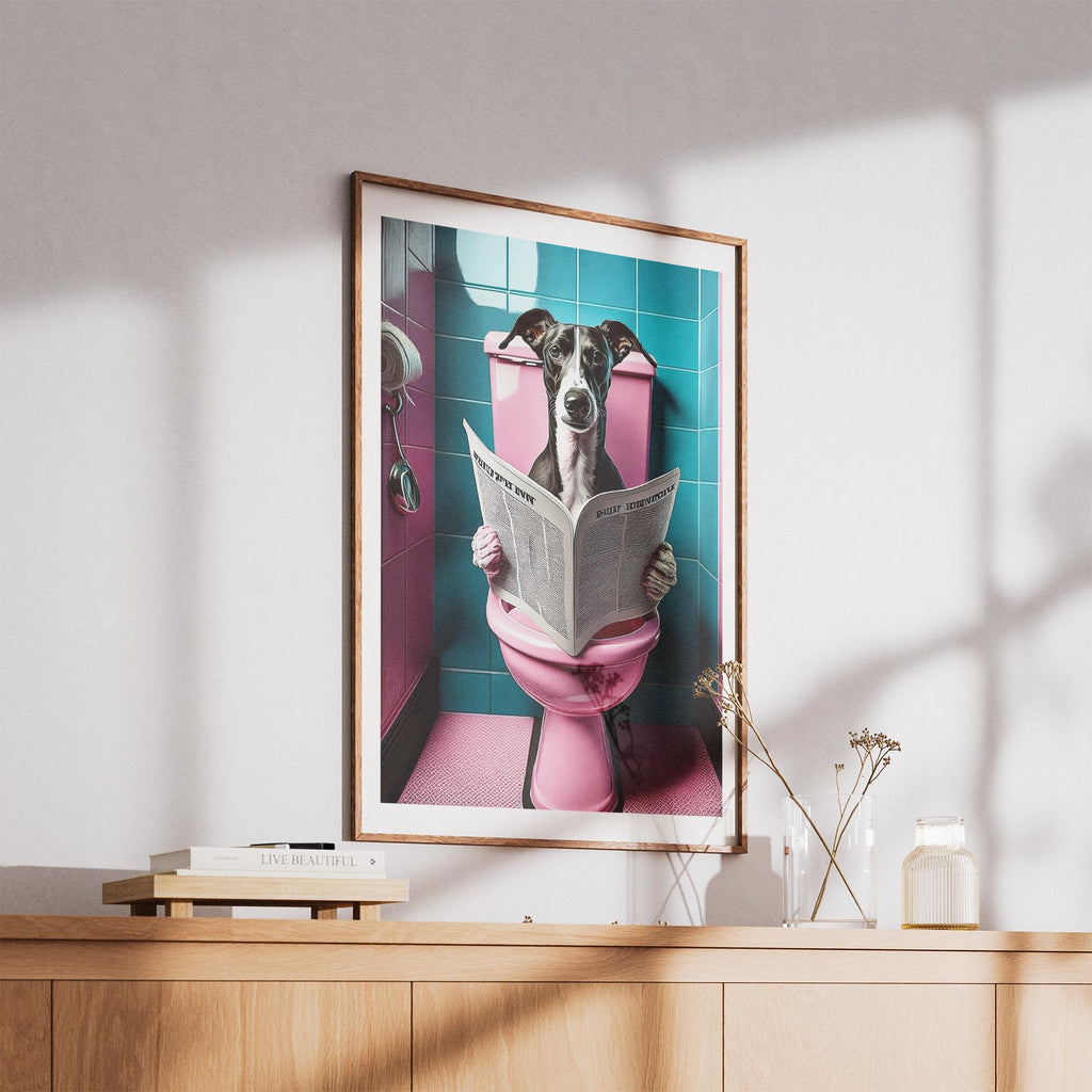 Greyhound Toilet Dogs PInk and Turquise image 5