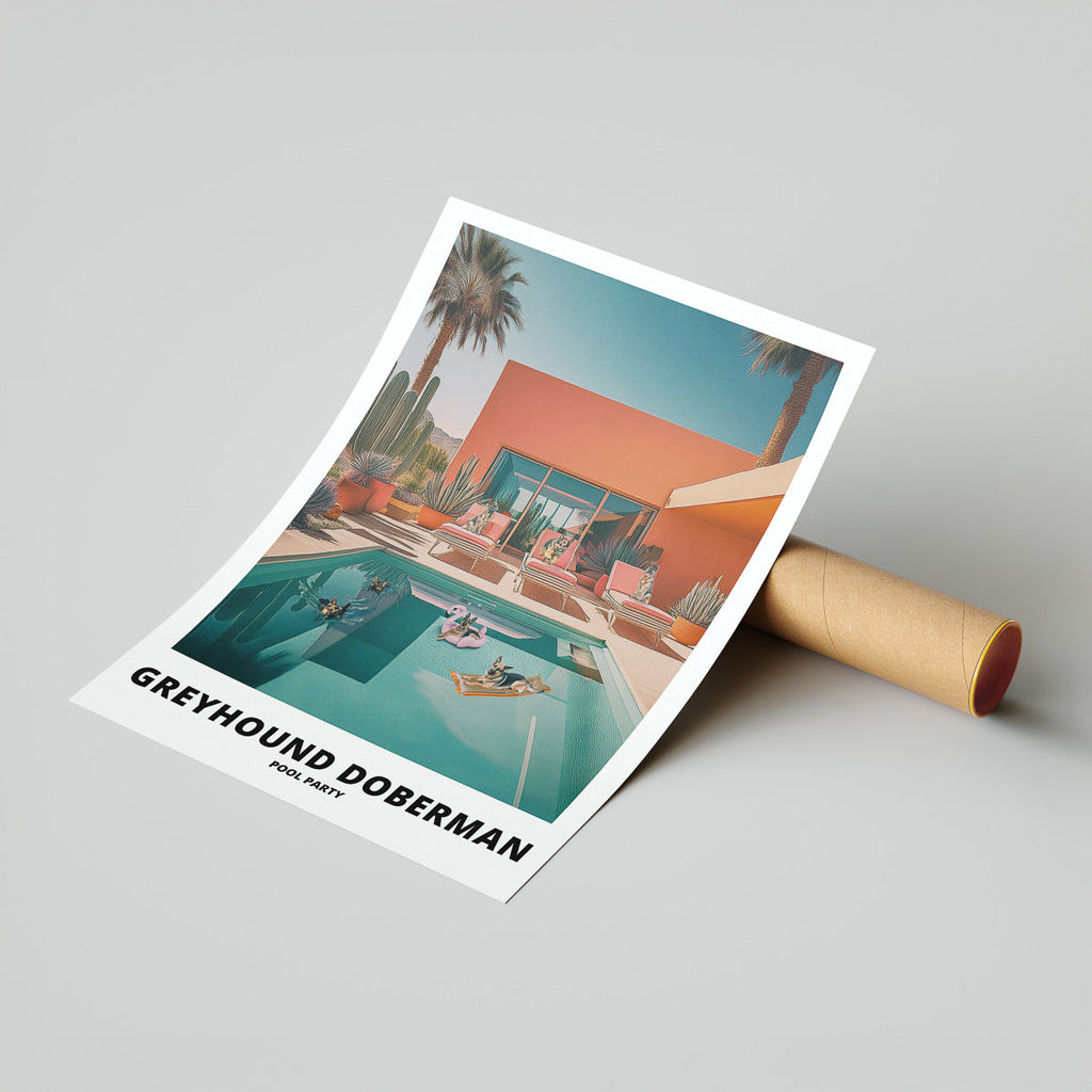 Greyhound Doberman Pool Party image 7