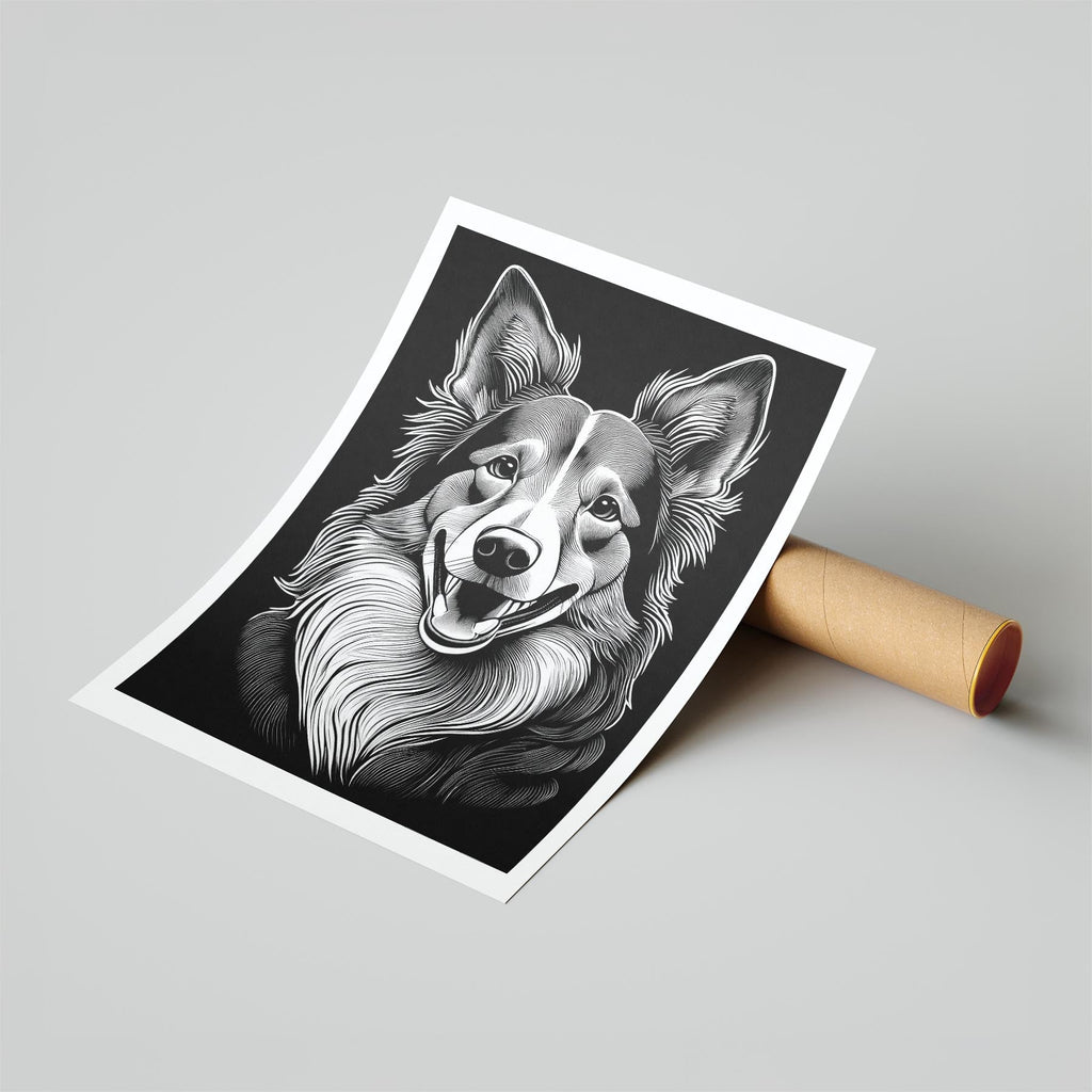 Shetland Sheepdog Line Dog Series in Black and White image 6