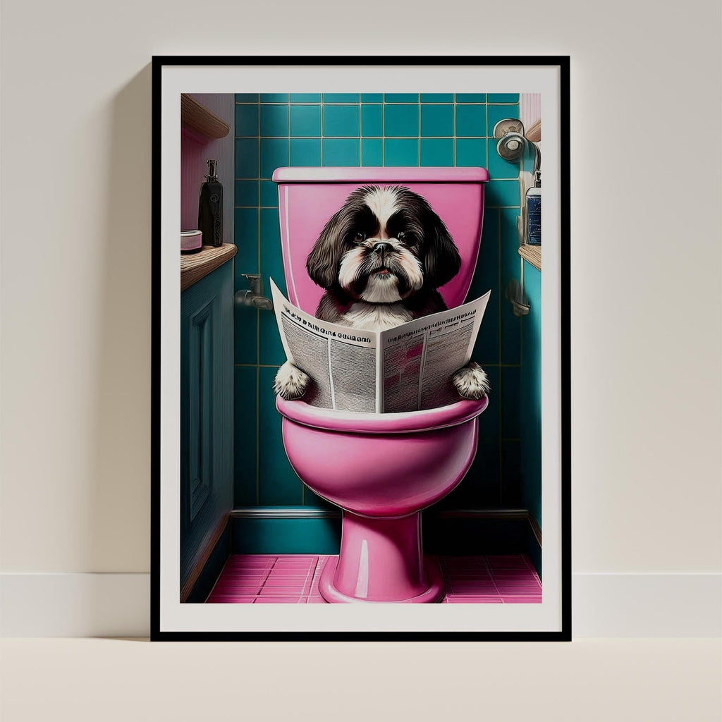Shih Tzu Toilet Dogs PInk and Turquise image 0
