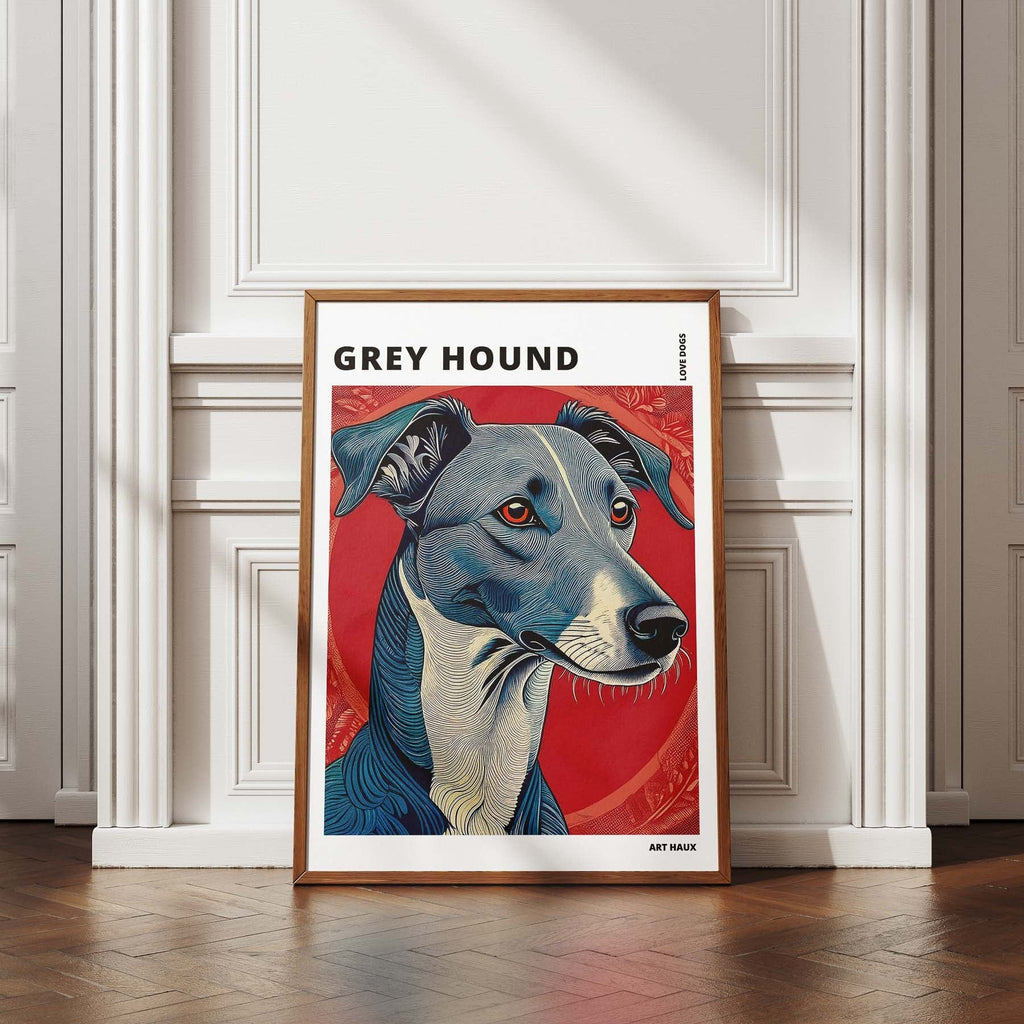 Greyhound Hokusai Japanese Inspired Dog Series with Text image 4