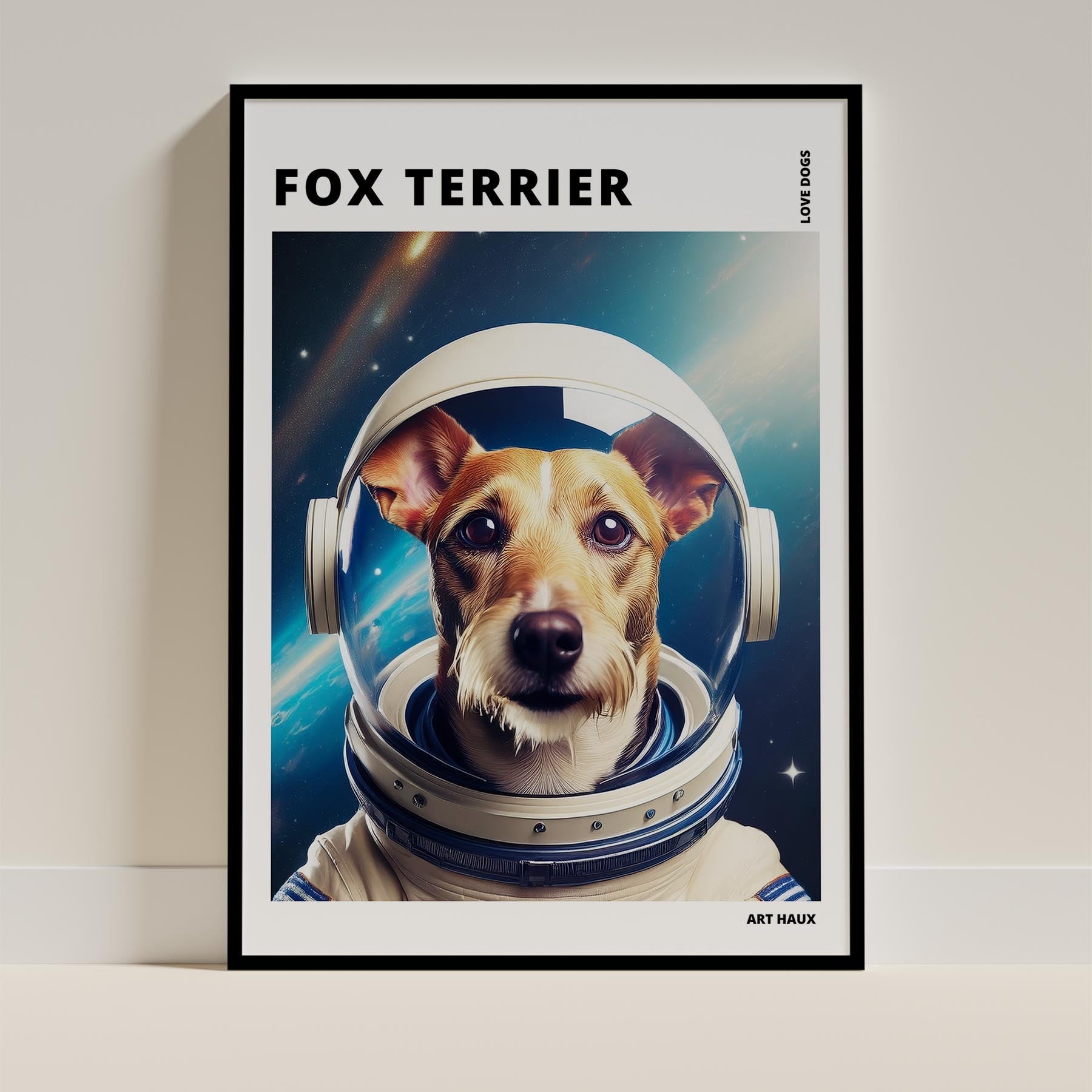 Fox Terrier Astronaut Dog Series with Text Astro Dog image 0