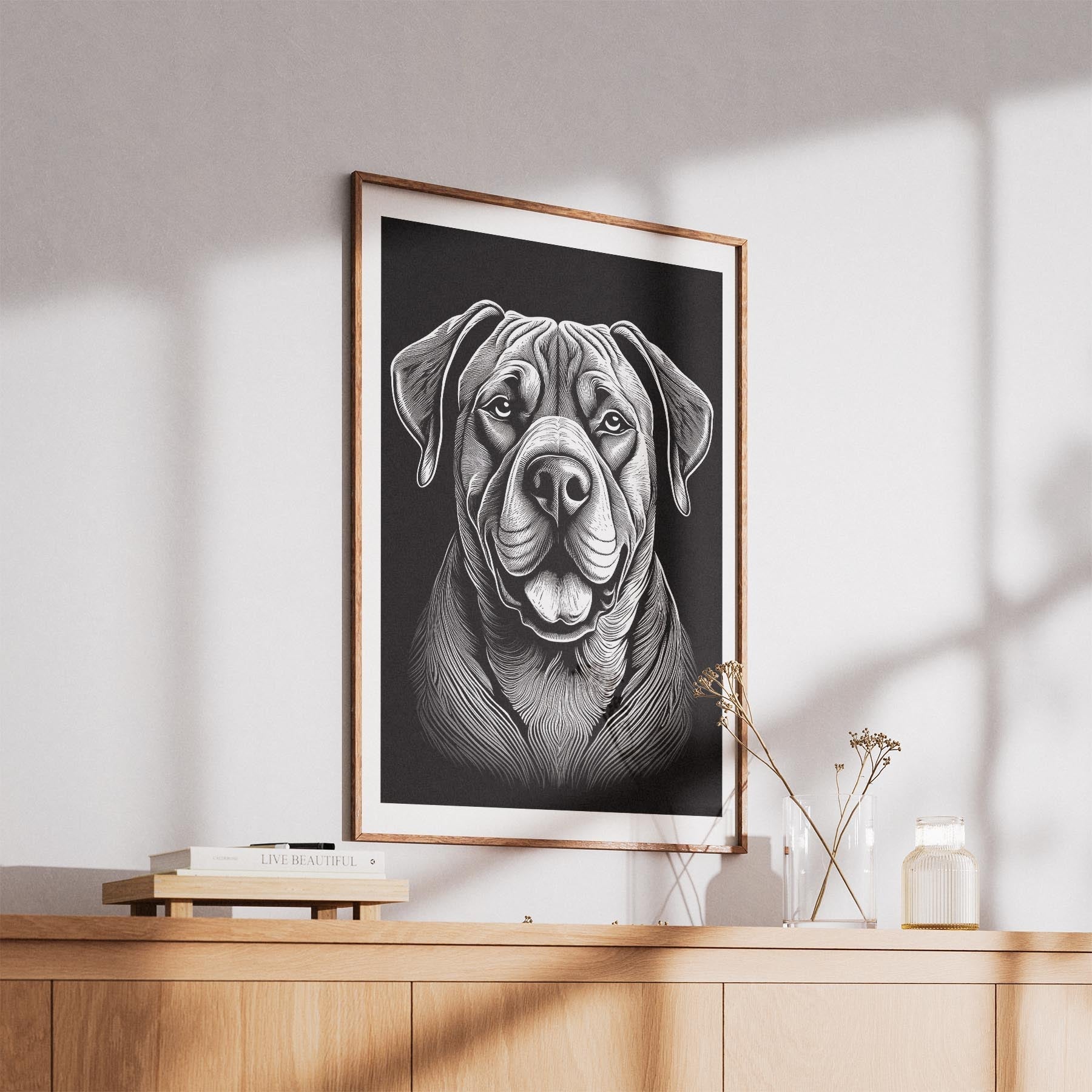 Neapolitan Mastiff Line Dog Series in Black and White image 5