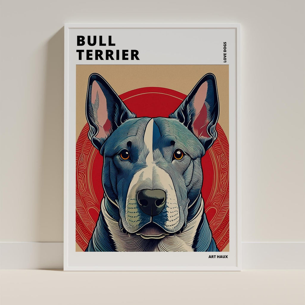 Bull Terrier Hokusai Japanese Inspired Dog Series with Text image 8