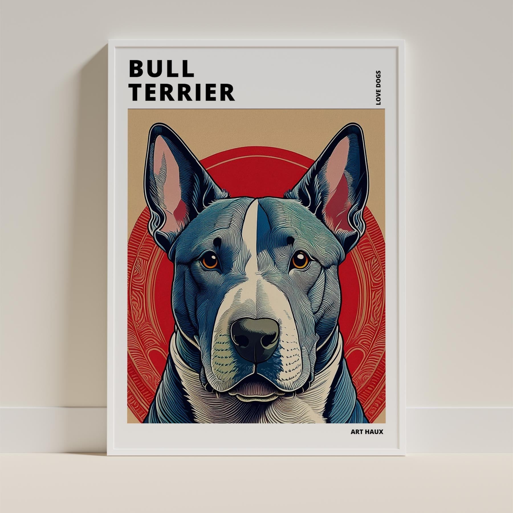 Bull Terrier Hokusai Japanese Inspired Dog Series with Text image 8