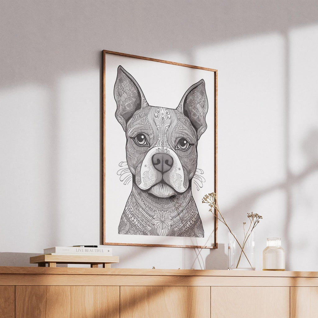 Boston Terrier Mandala Black and White Dog Series image 5