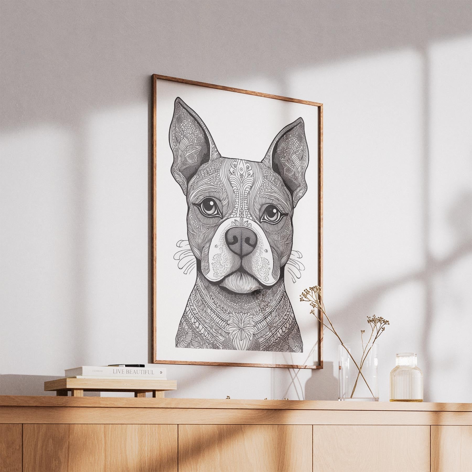 Boston Terrier Mandala Black and White Dog Series image 5