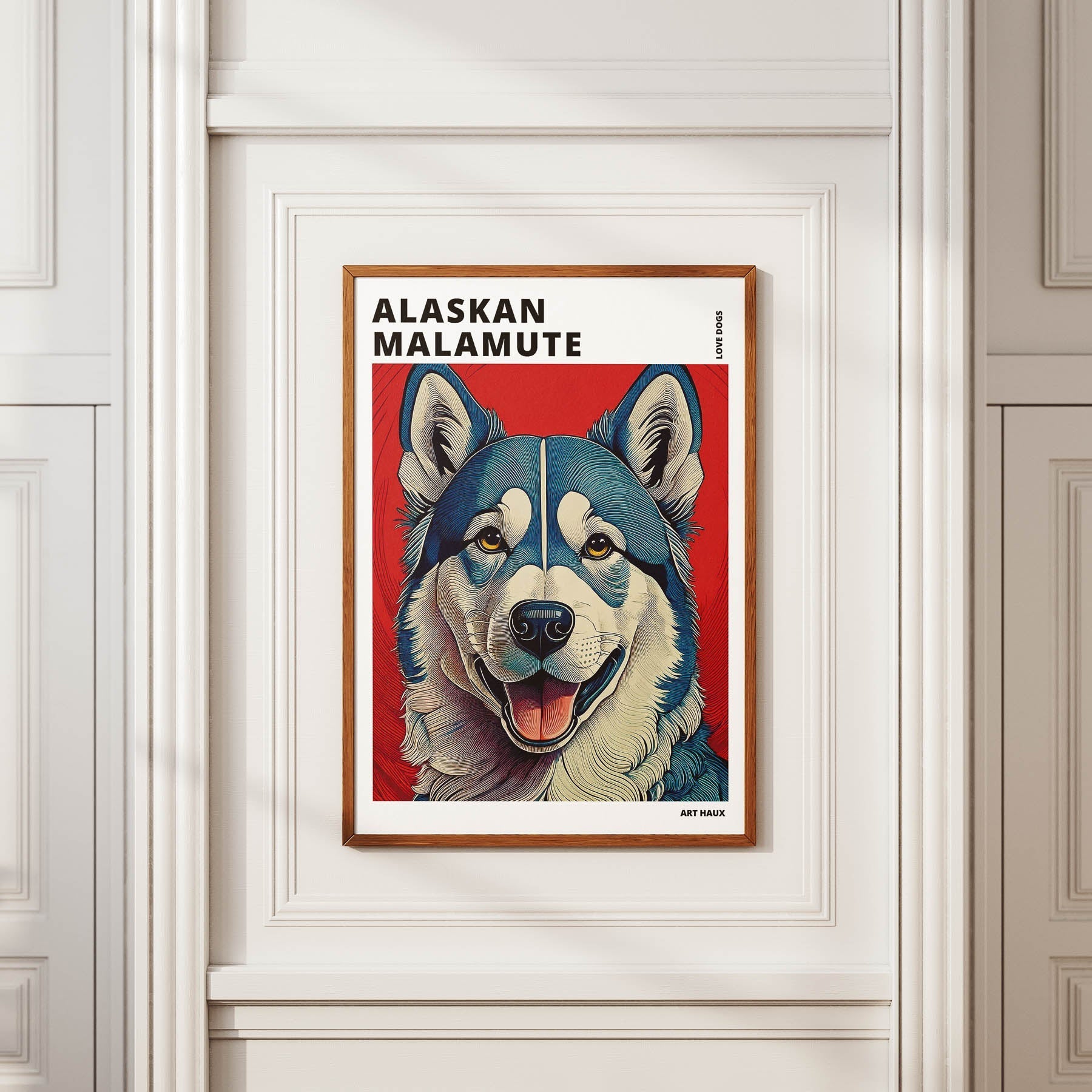 Alaskan Malamute Hokusai Japanese Inspired Dog Series with Text image 3