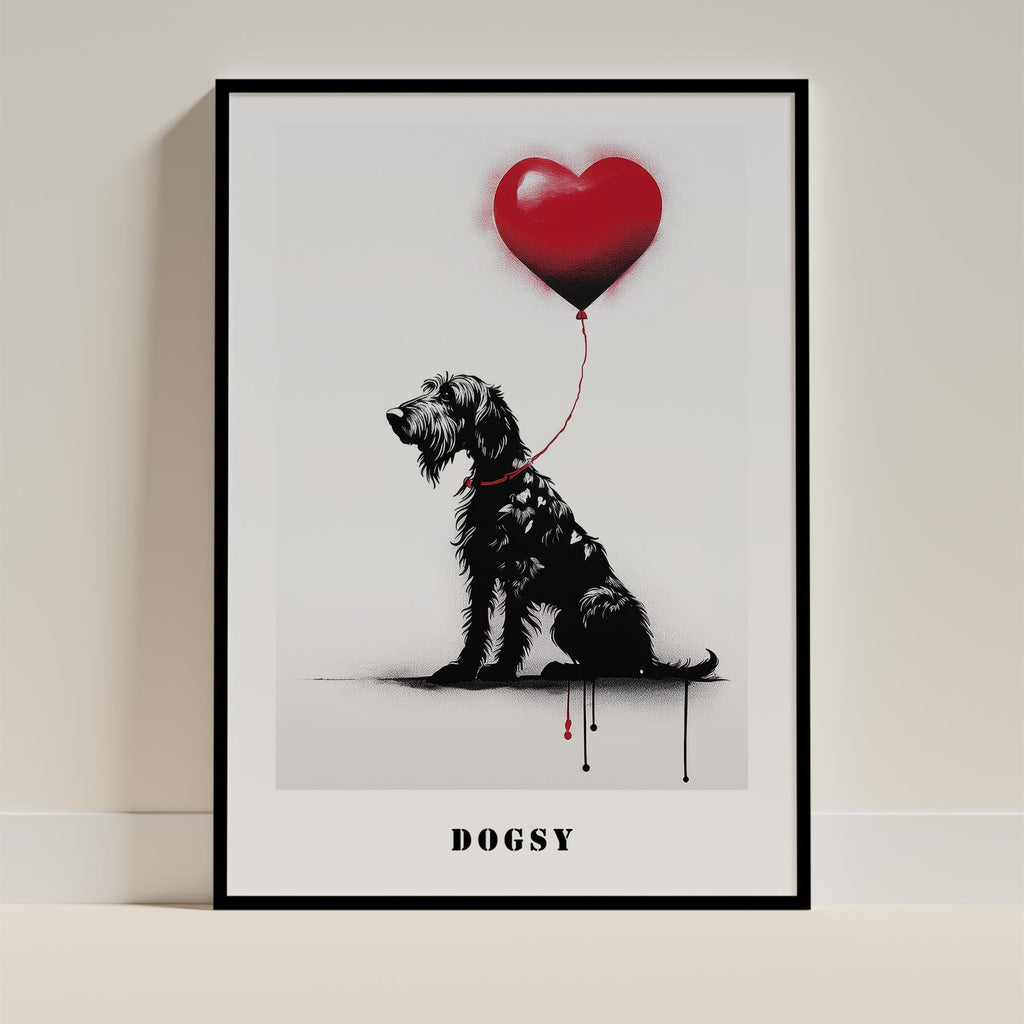Irish Wolfhound DOGSY Series inspired by the Art of Banksy with text Dogsy image 0