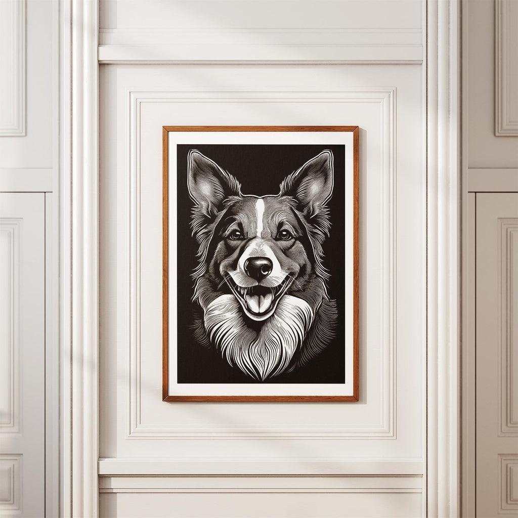 Border Collie Line Dog Series in Black and White image 3