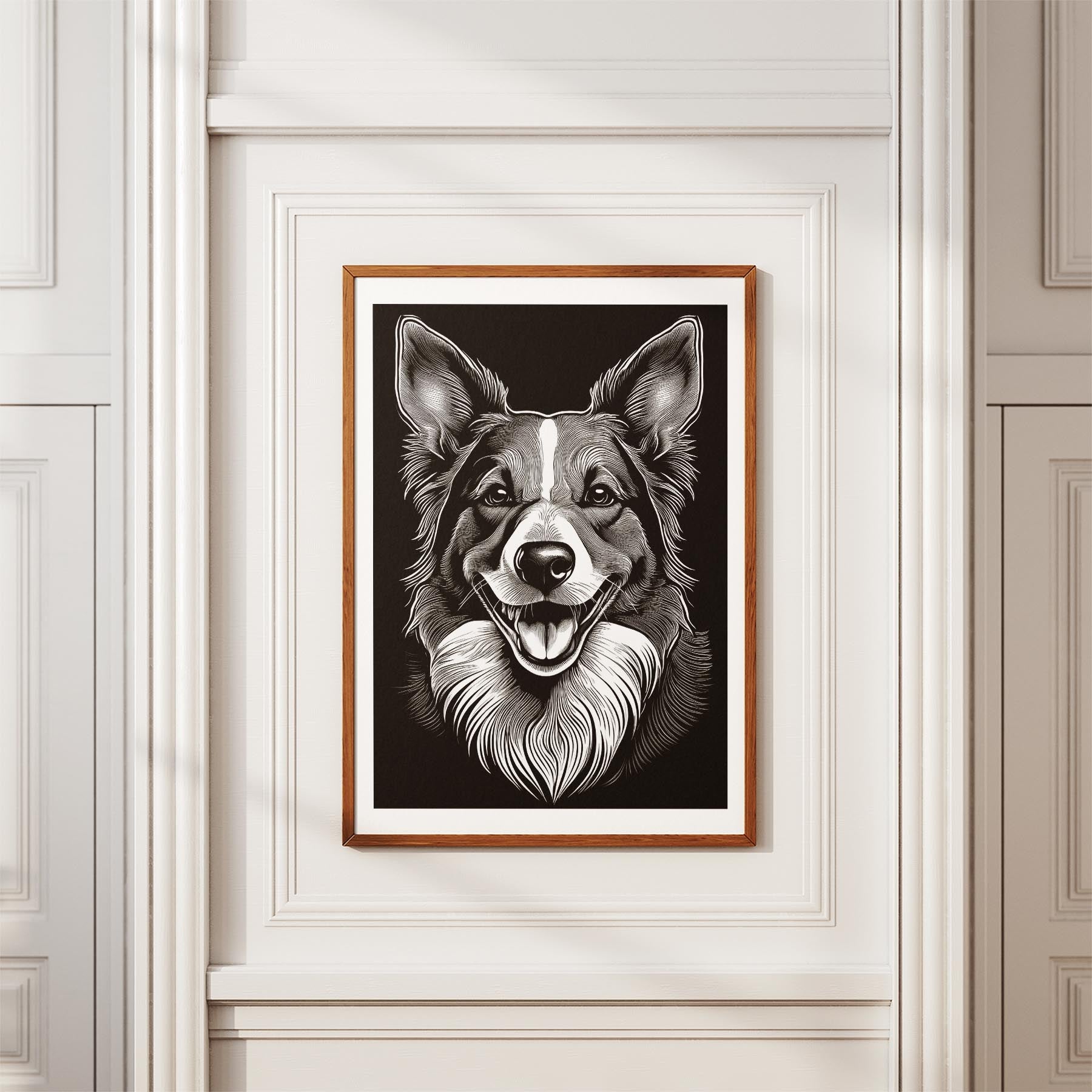 Border Collie Line Dog Series in Black and White image 3