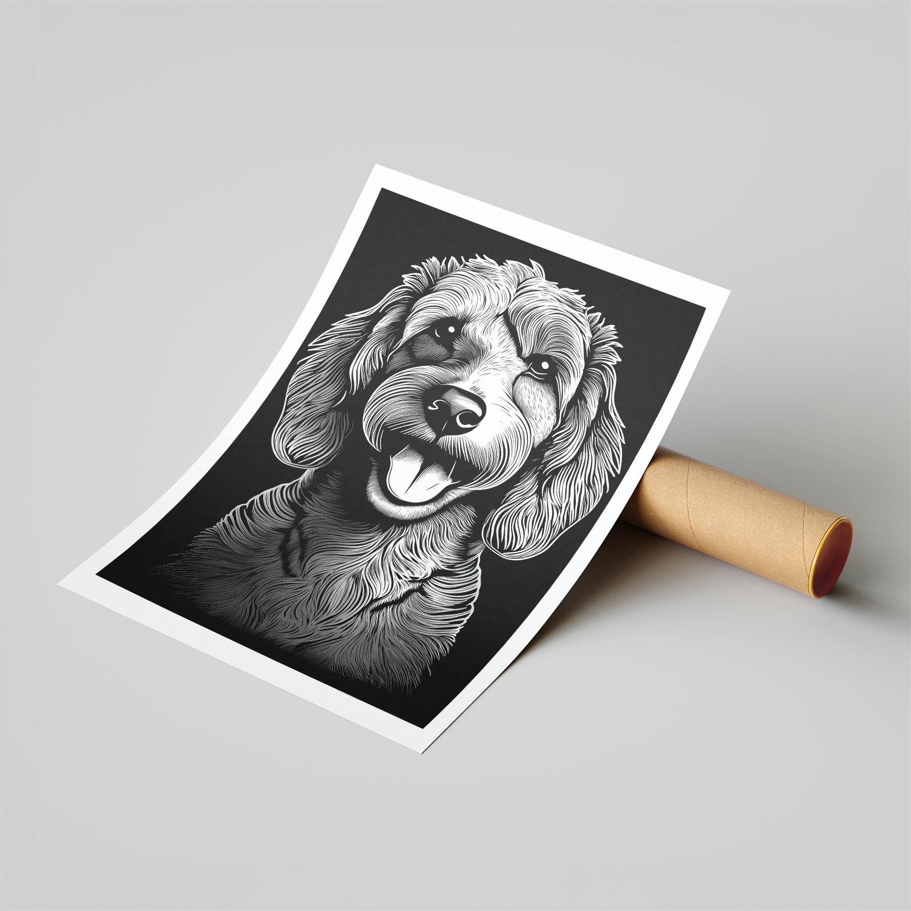 Cavoodle Line Dog Series in Black and White image 6