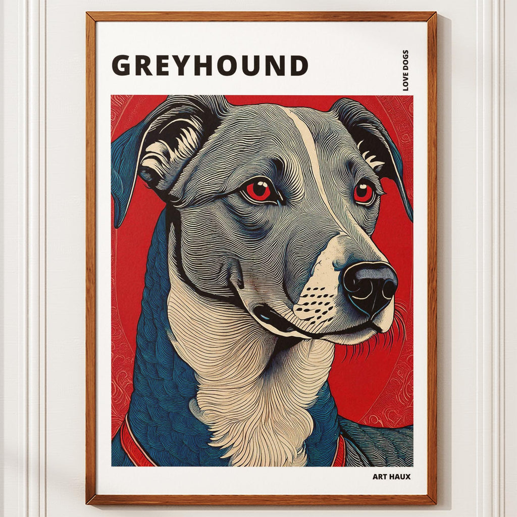 Greyhound Hokusai Japanese Inspired Dog Series with Text image 9