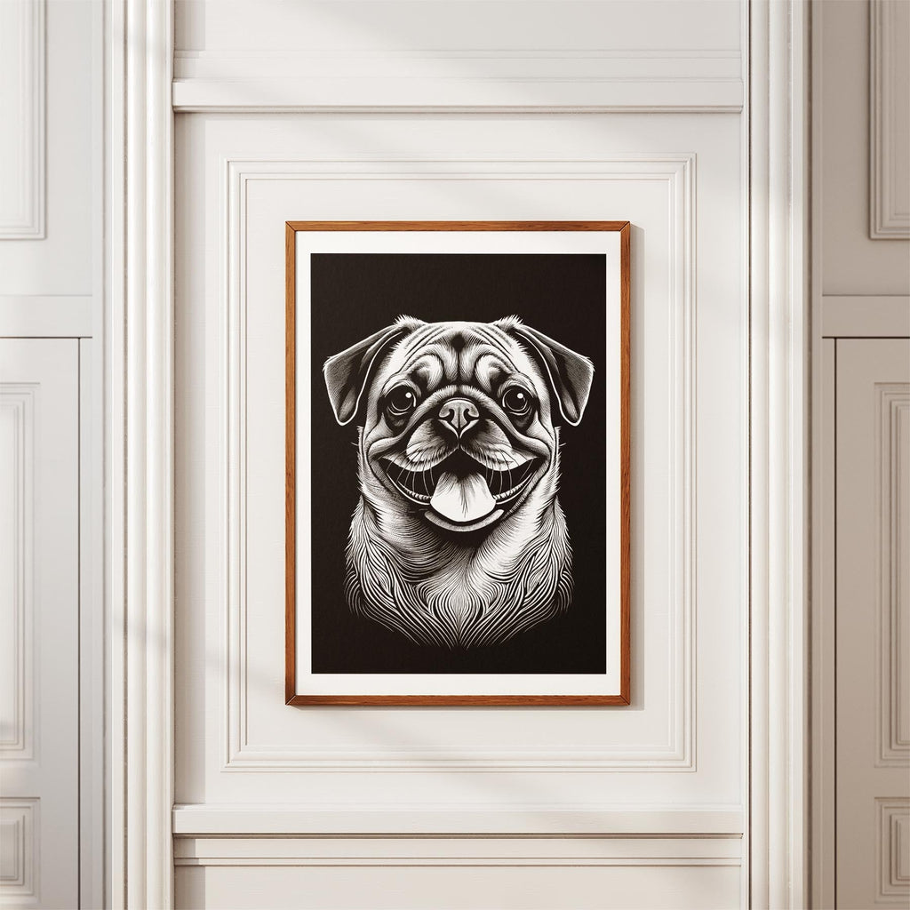 Pug Line Dog Series in Black and White image 3