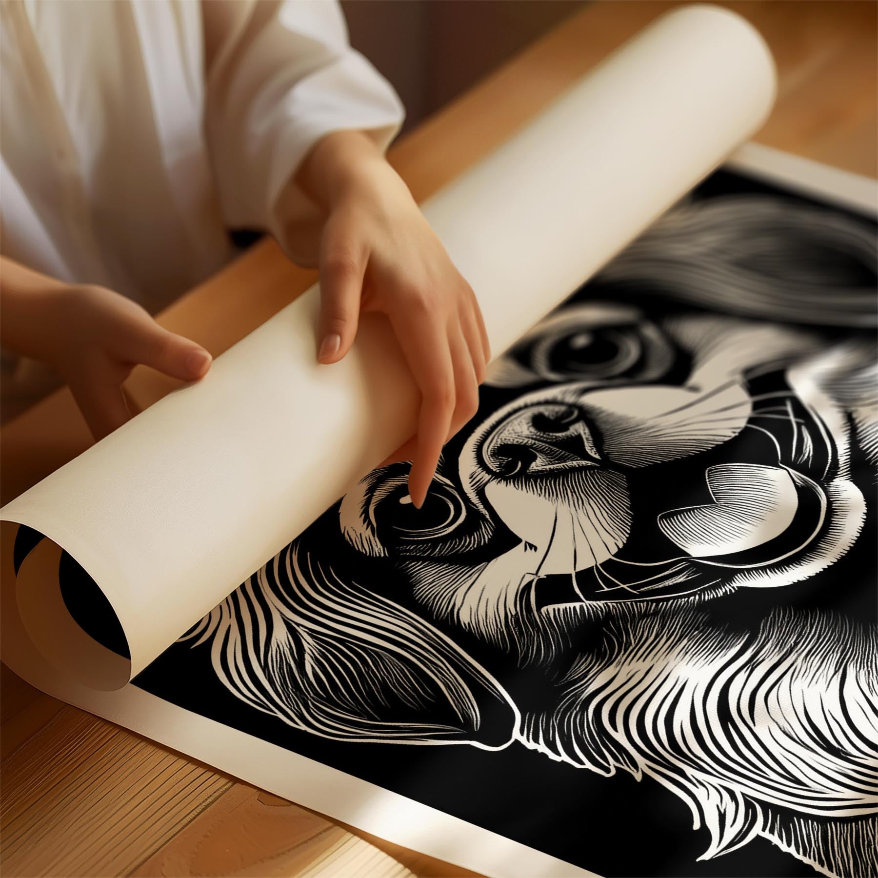 Pekingese Line Dog Series in Black and White image 1