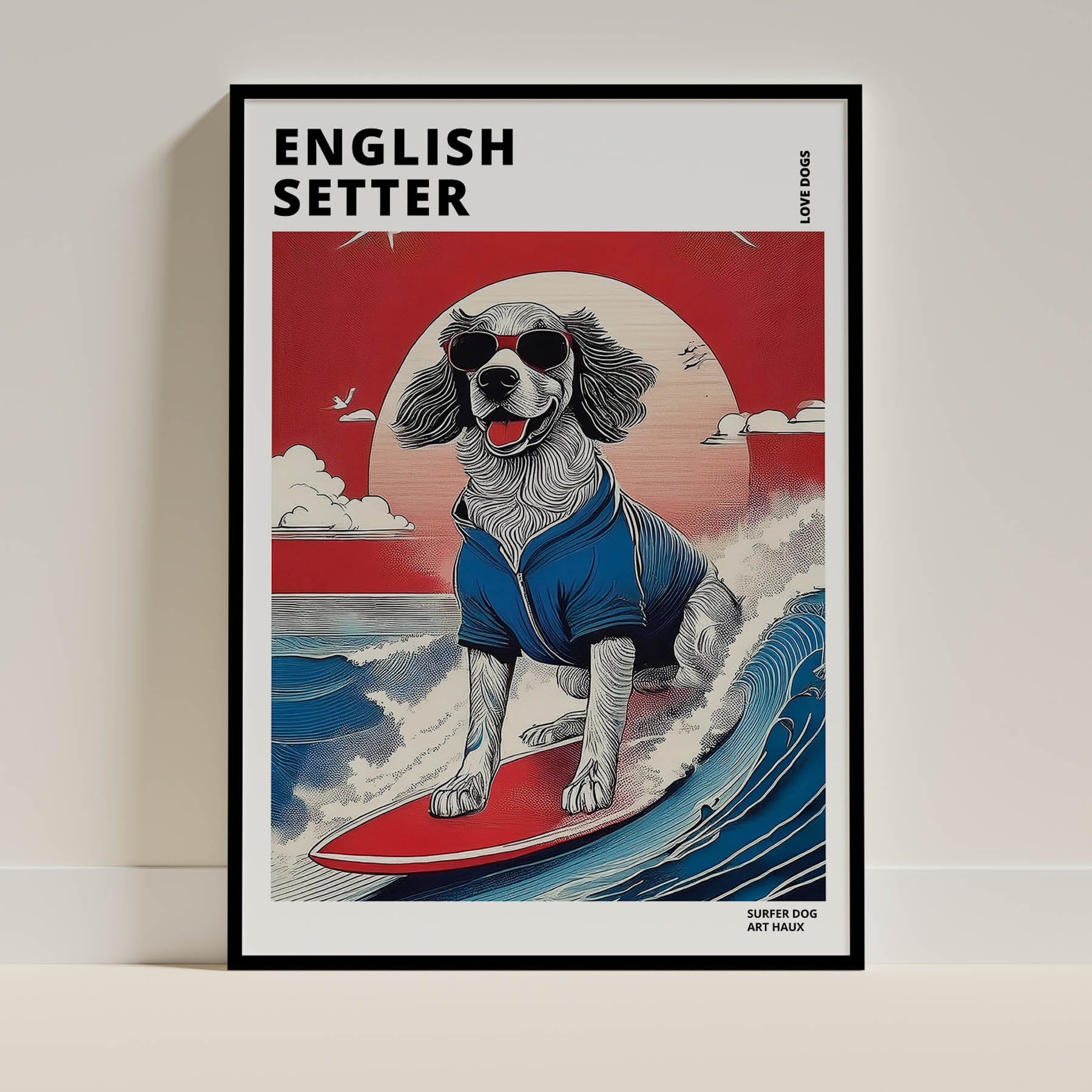 English Setter Hokosai Surfer Dogs 1 image 0