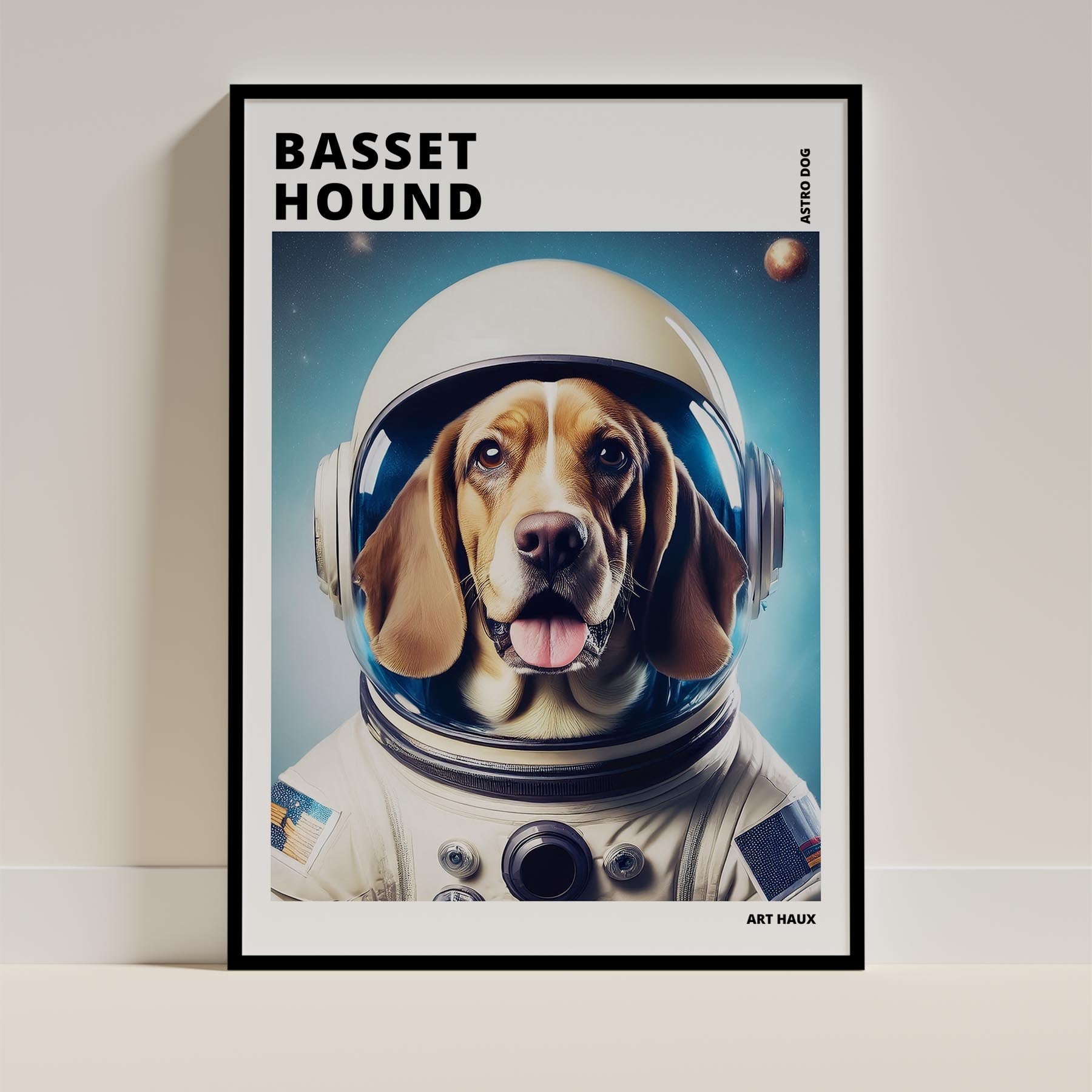 Basset Hound Astronaut Dog Series with Text Astro Dog image 0