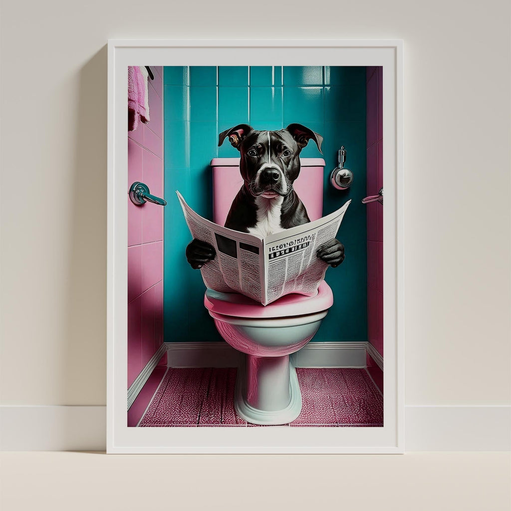 Staffordshire Bull Terrier Toilet Dogs PInk and Turquise image 9
