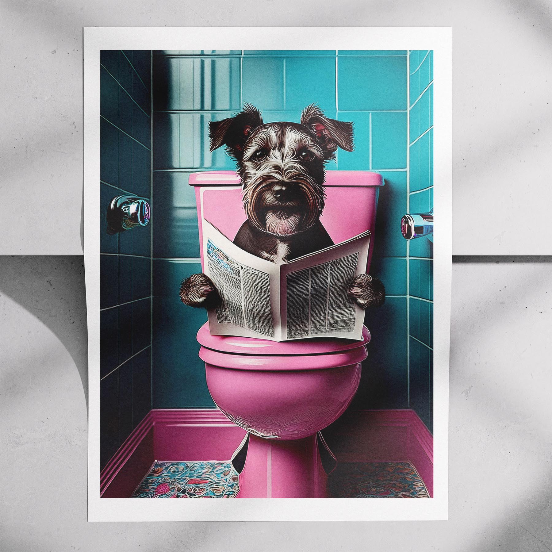 Irish Terrier Toilet Dogs PInk and Turquise image 7