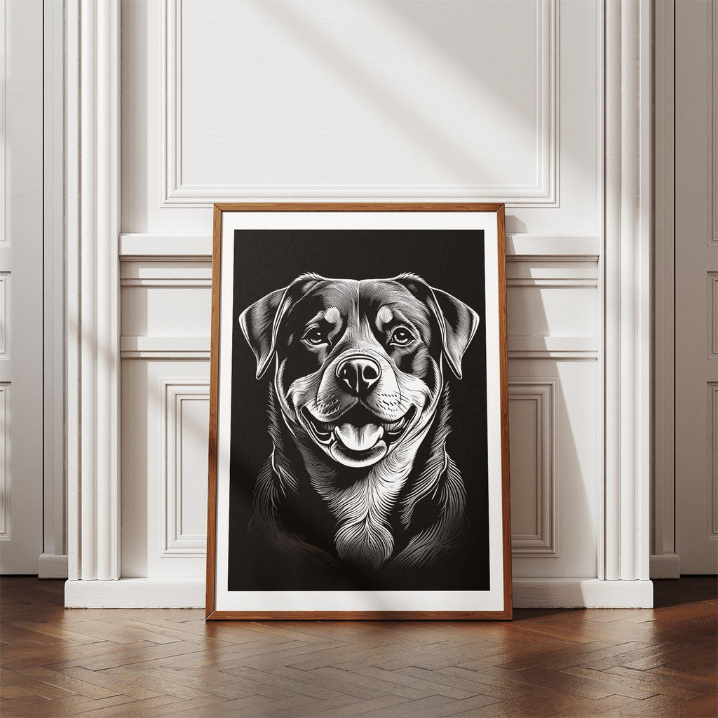 Rottweiler Line Dog Series in Black and White image 4