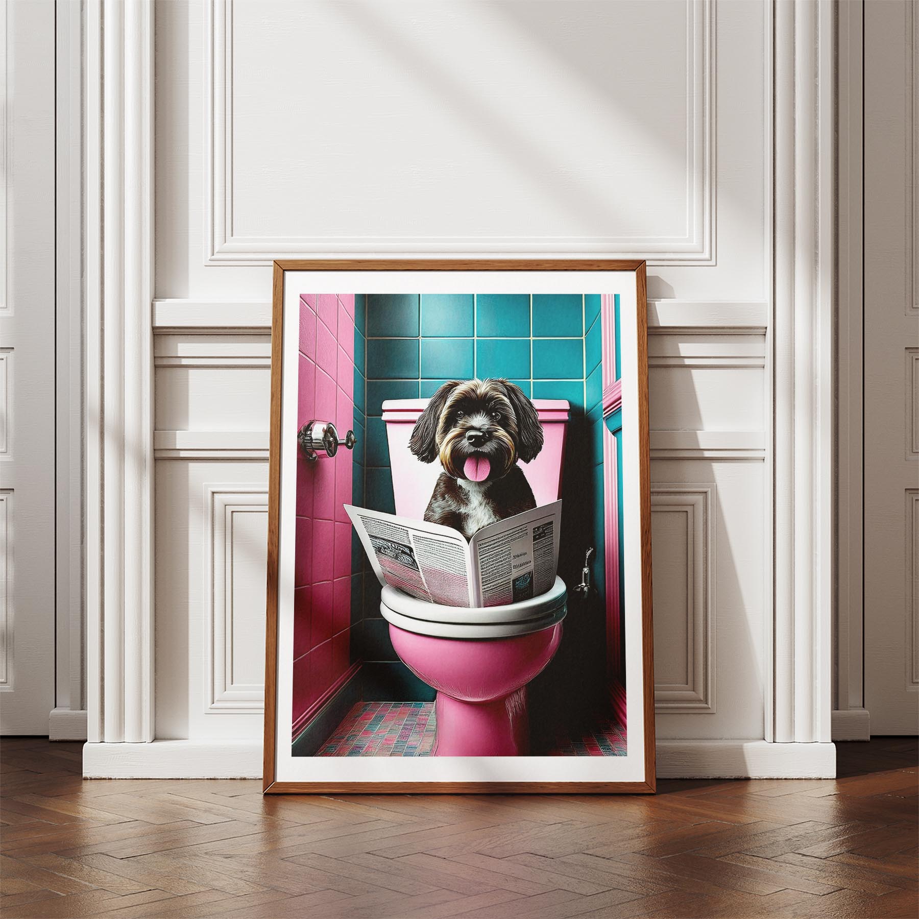 Moodle Toilet Dogs PInk and Turquise image 4