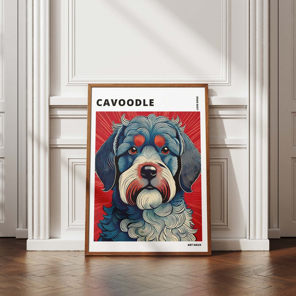 Cavoodle Hokusai Japanese Inspired Dog Series with Text image 4