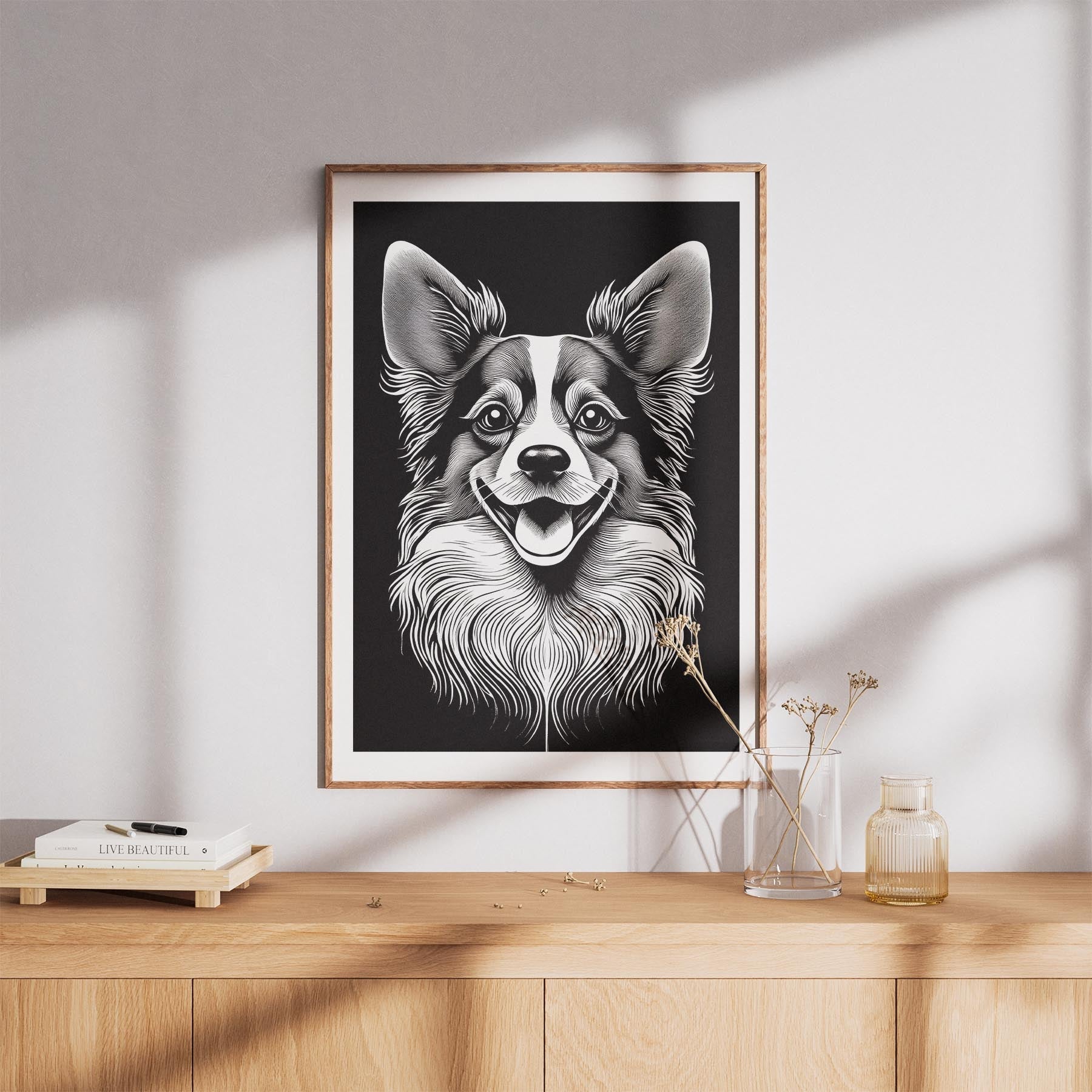 Papillon Line Dog Series in Black and White image 8