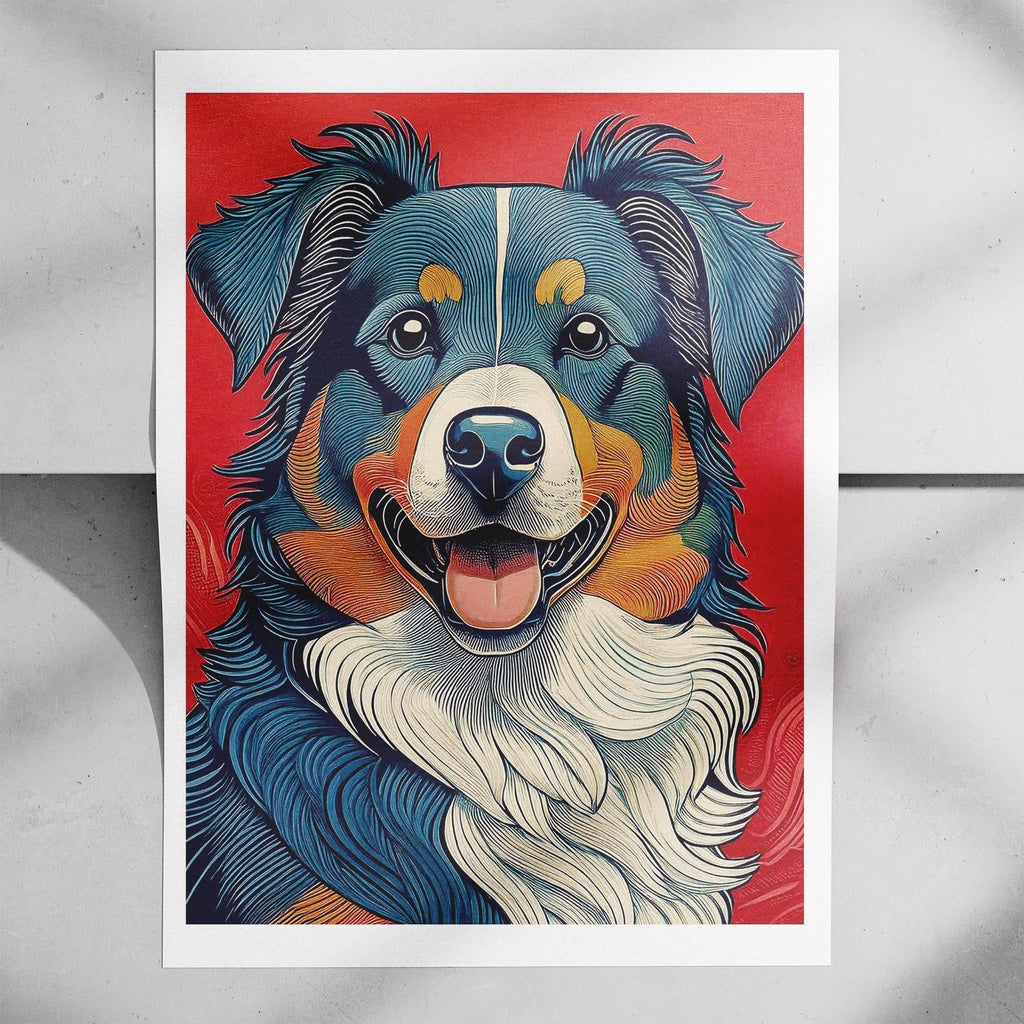 Australian Shepherd Hokusai Japanese Inspired Dog Series 1 image 7
